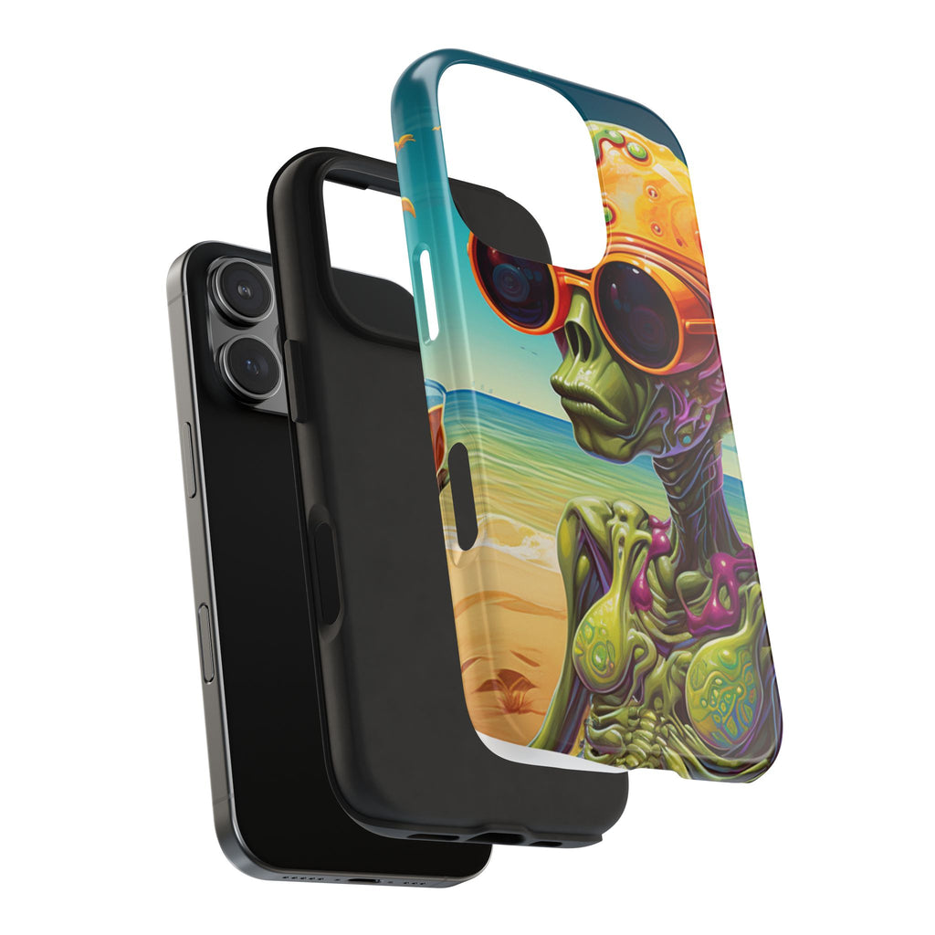 Alien Beach Vibes Phone Case, Tough Phone Case, Cool Phone Accessories, Gift for Alien Lovers, Summer Theme Case, Unique Phone Cover