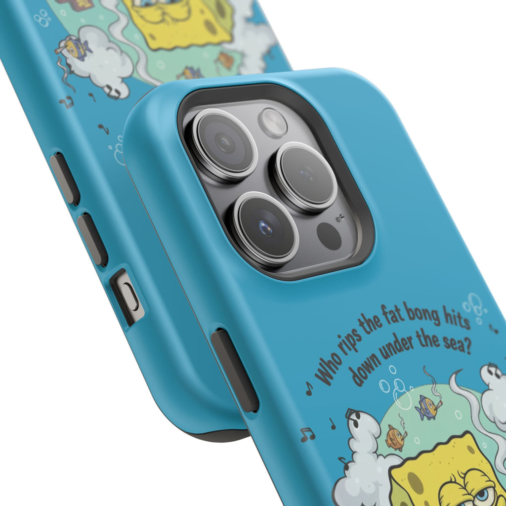 Cartoon Sponge Character with Surfboard & Beach Bong Art- Magnetic Impact-Resistant Phone Case for iPhone & Android