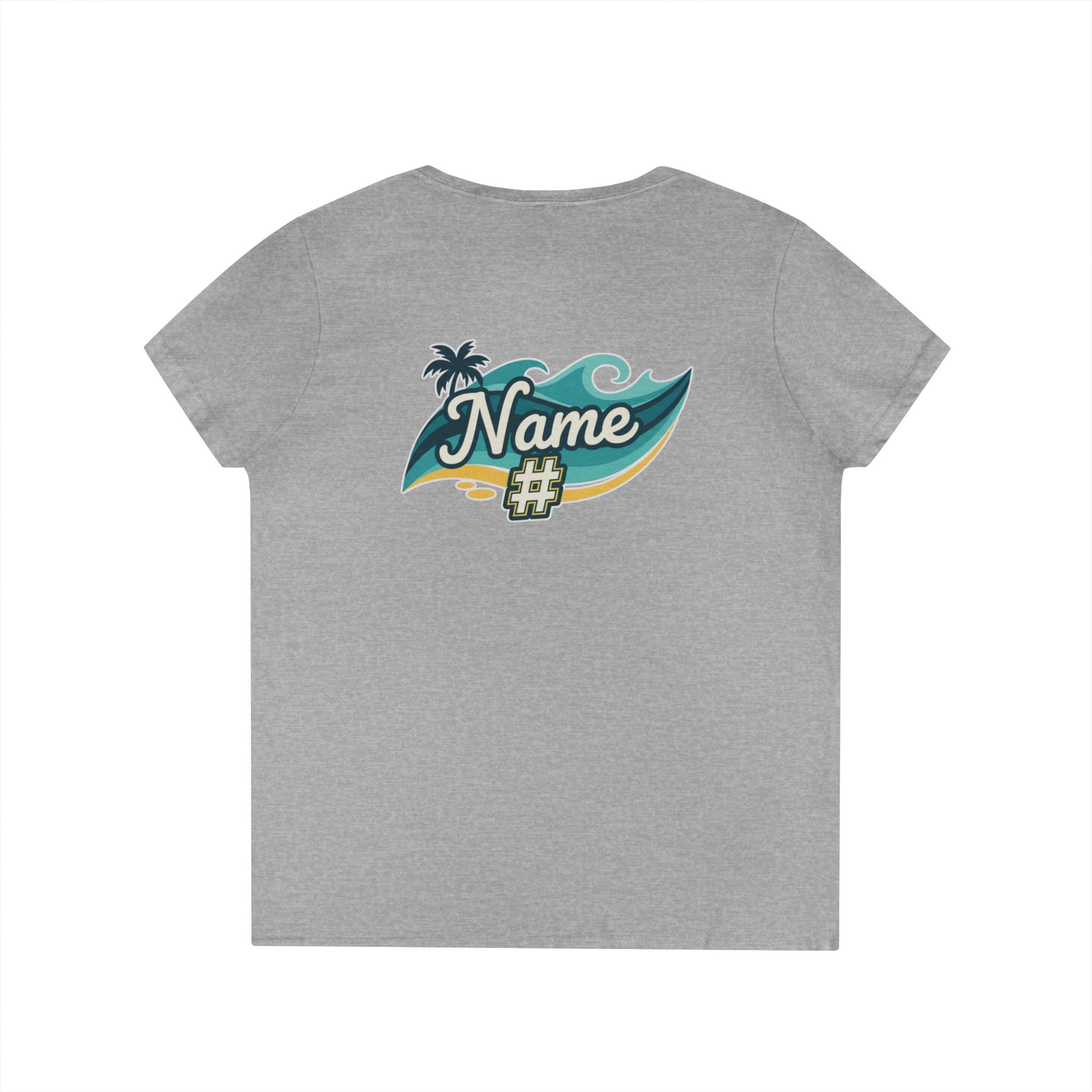 Women's V- Neck- Coastal Crush Softball Logo T-Shirt | Beach Palm Wave Design