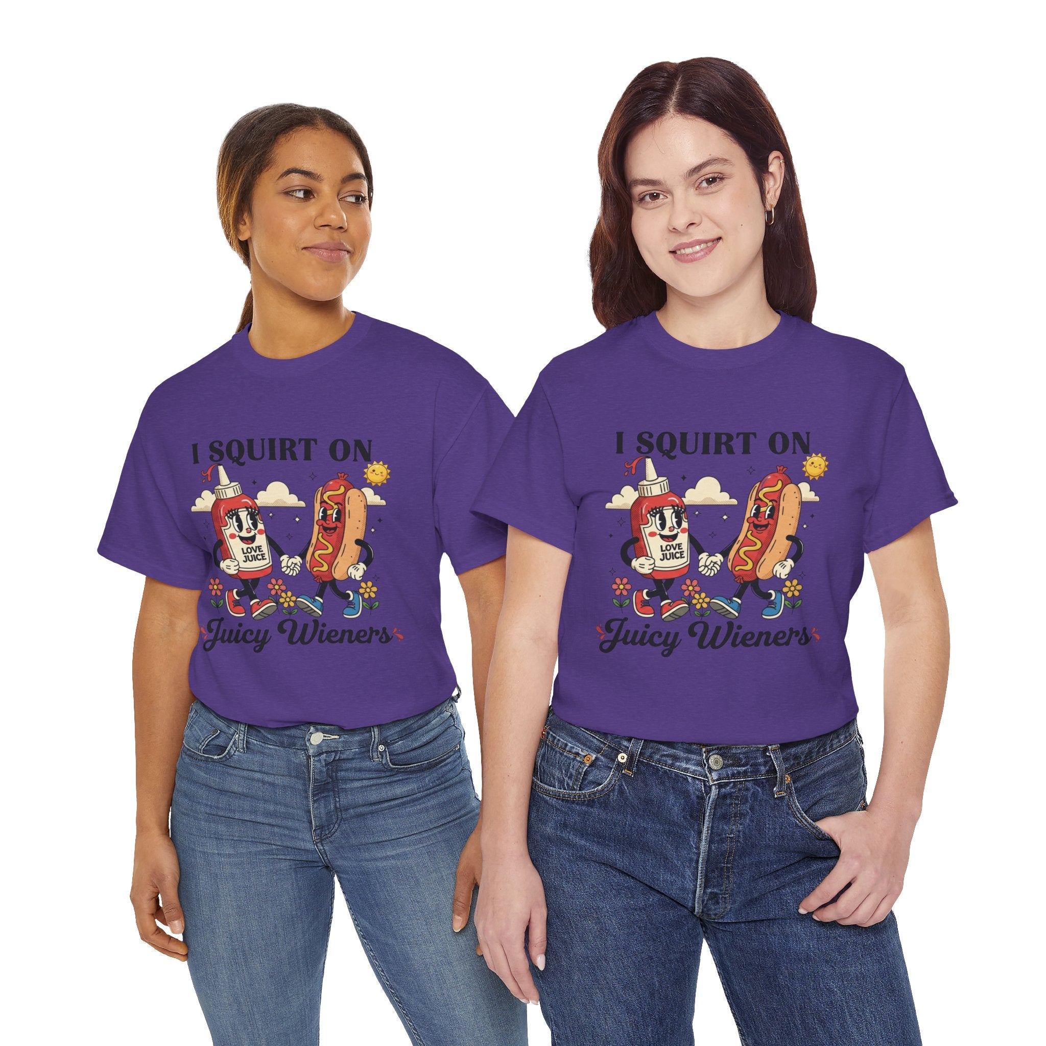 Ketchup & Hot Dog Cartoon I Squirt On Juicy Wieners T-Shirt