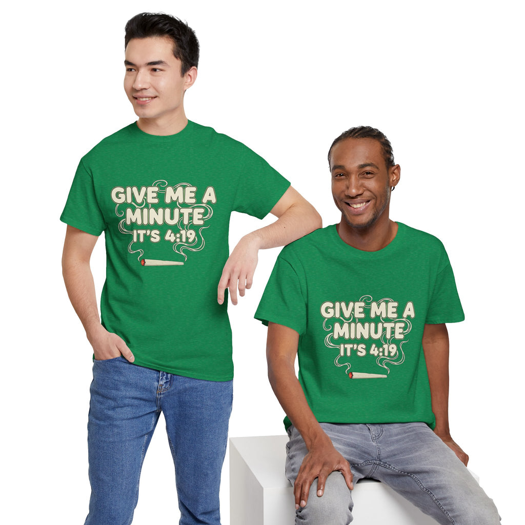 Give Me A Minute Its 419 Funny Stoner T Shirt Retro Neon Smoking Graphic Tee