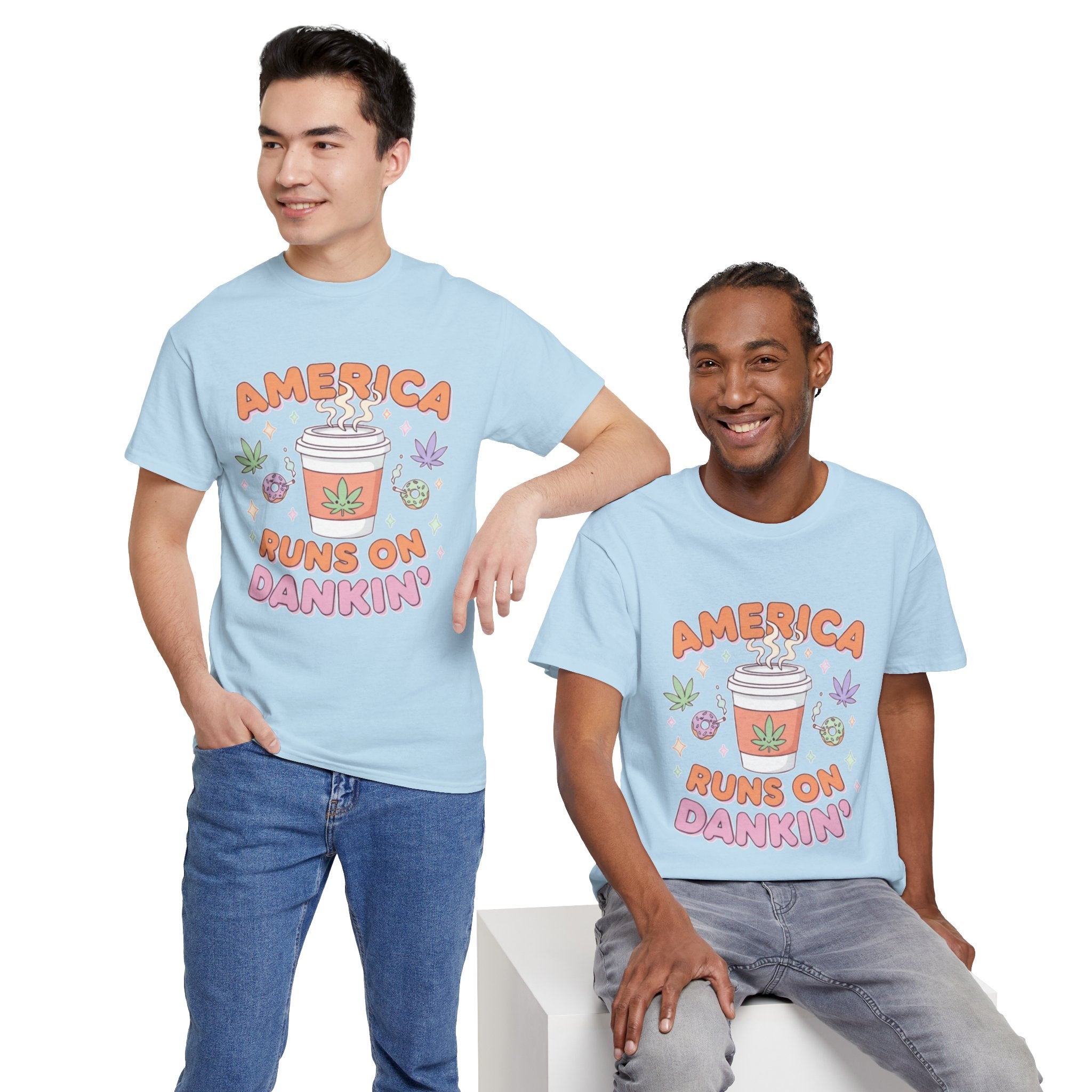 America Runs on Dankin'- Herb Leaf Graphic Tee | Funny Stoner Parody