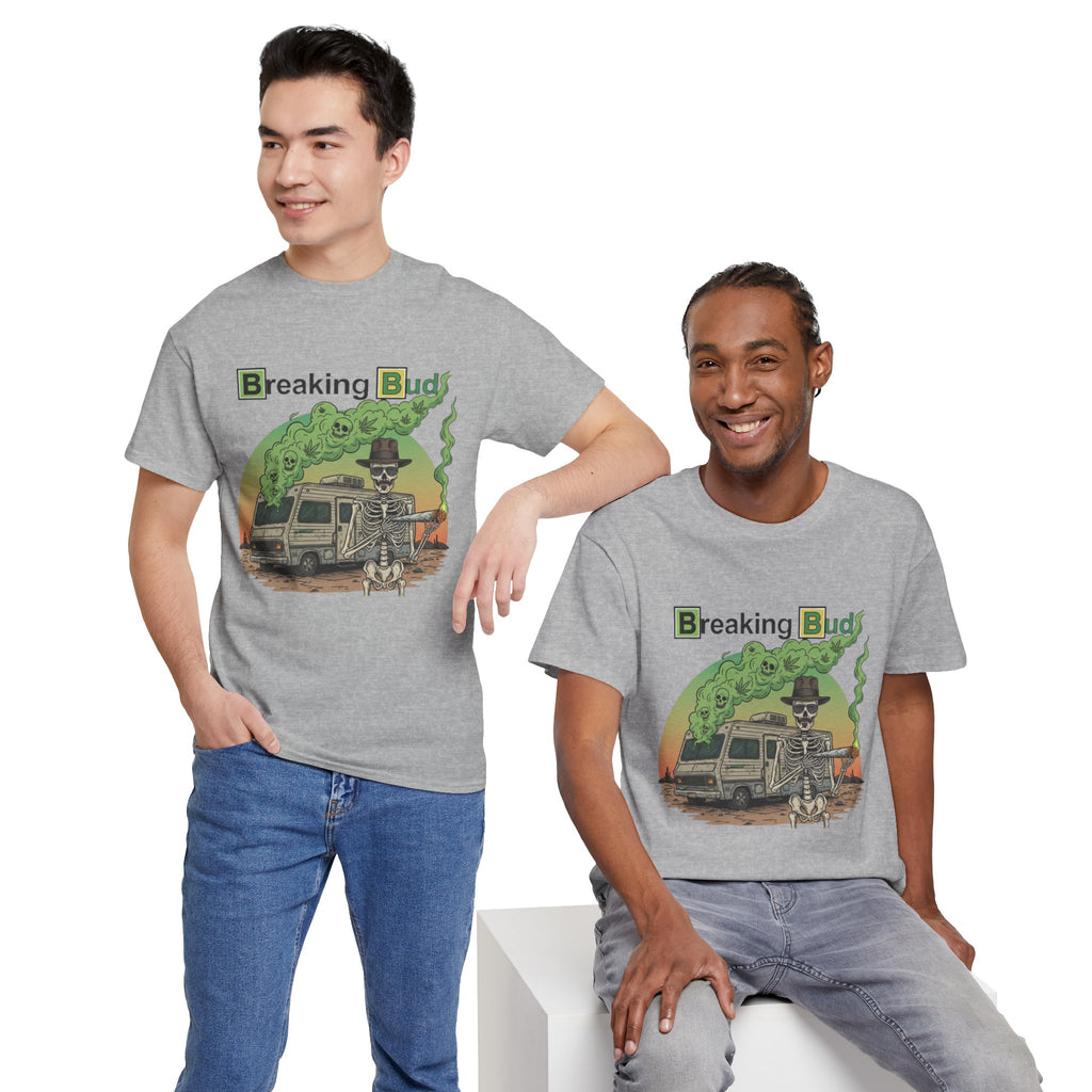 Breaking Buds Stoner Unisex Heavy Cotton Tee, Unique Casual Shirt, Perfect Gift for Fans, Festival Wear, Halloween Theme, 420