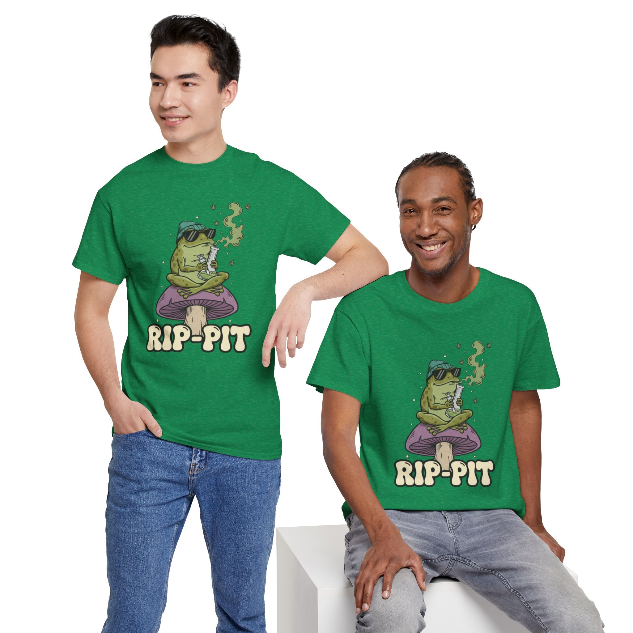RIP-PIT Frog Smoking Pipe Tee | Chill Cartoon Graphic T-Shirt