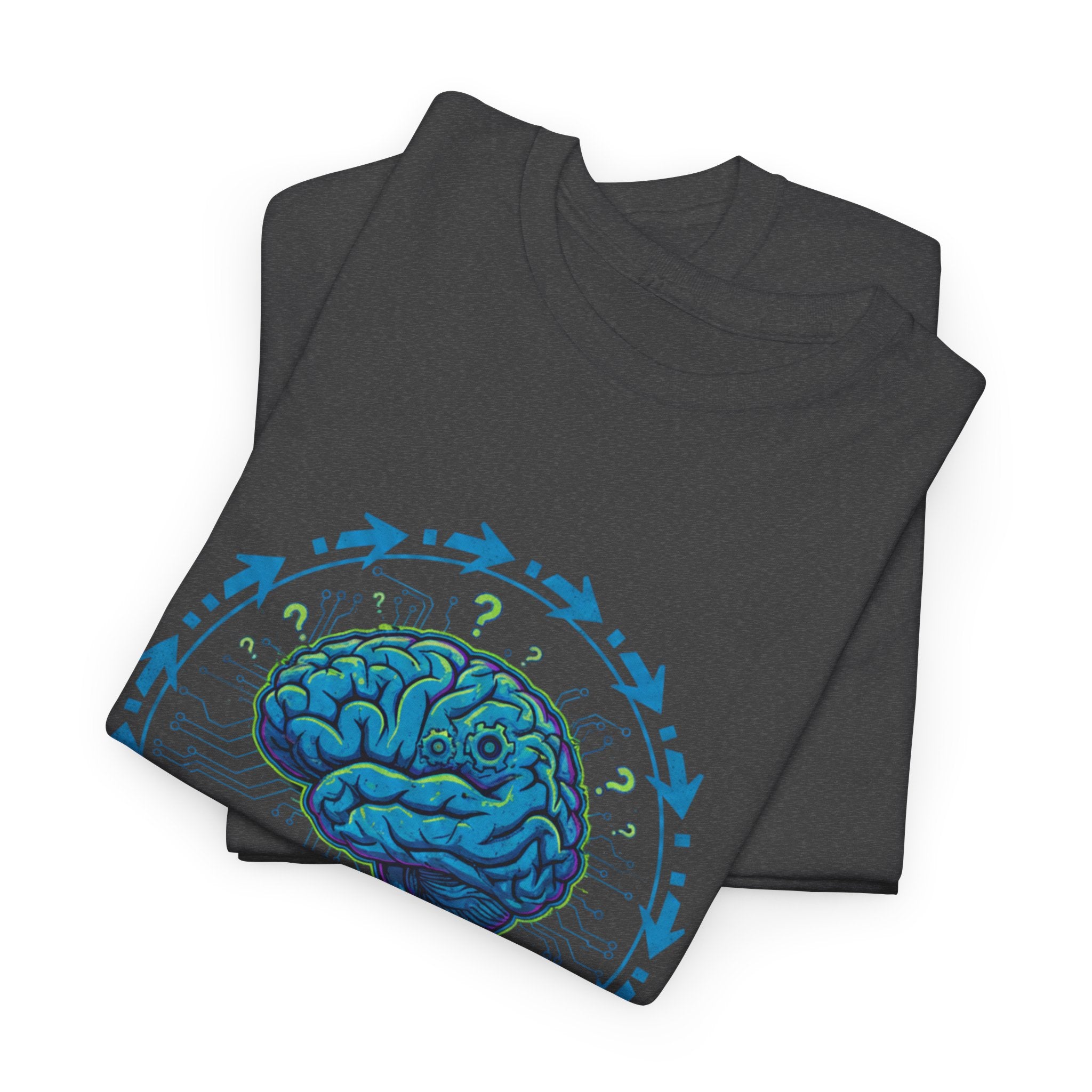 I Think Therefore I Question brain graphic Tee | Critical Thinking Shirt