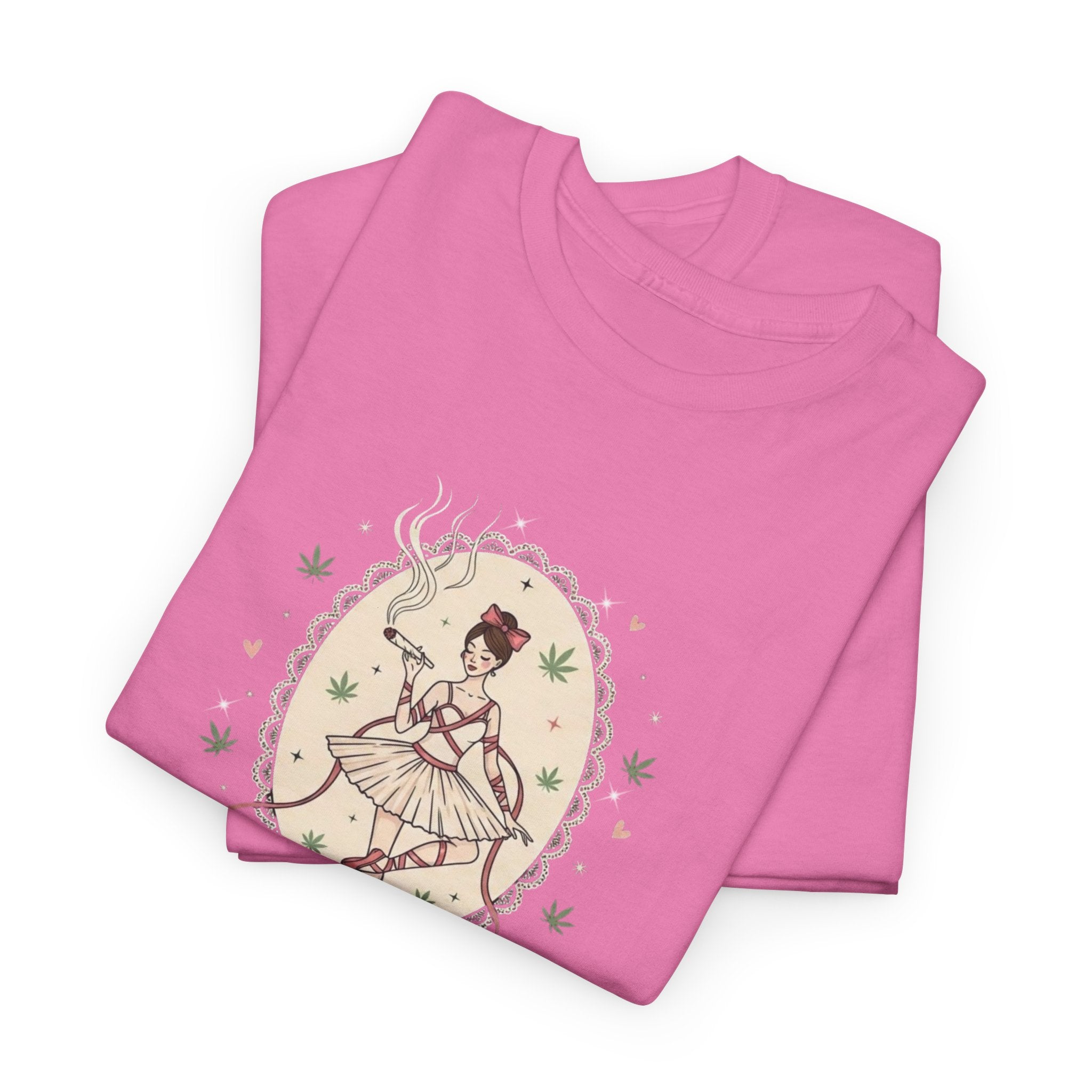 High on Grace Ballerina Illustration Tee Vintage Floral Croquette Style Stoner Shirt