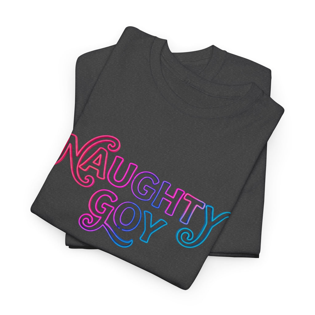Naughty Goy Retro Script T-Shirt — Funny Goyim Vintage Typography Tee