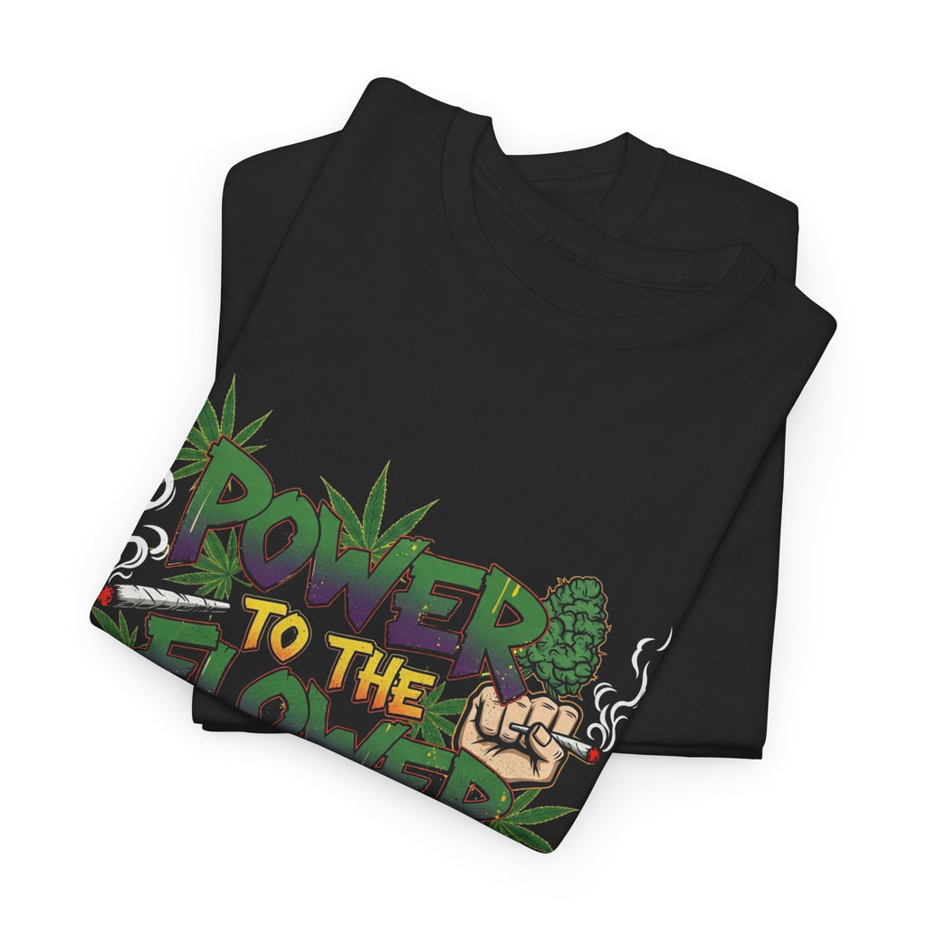Power to the Flowers Tee | Stoner Conspiracy- Retro Graffiti 420 Leaf