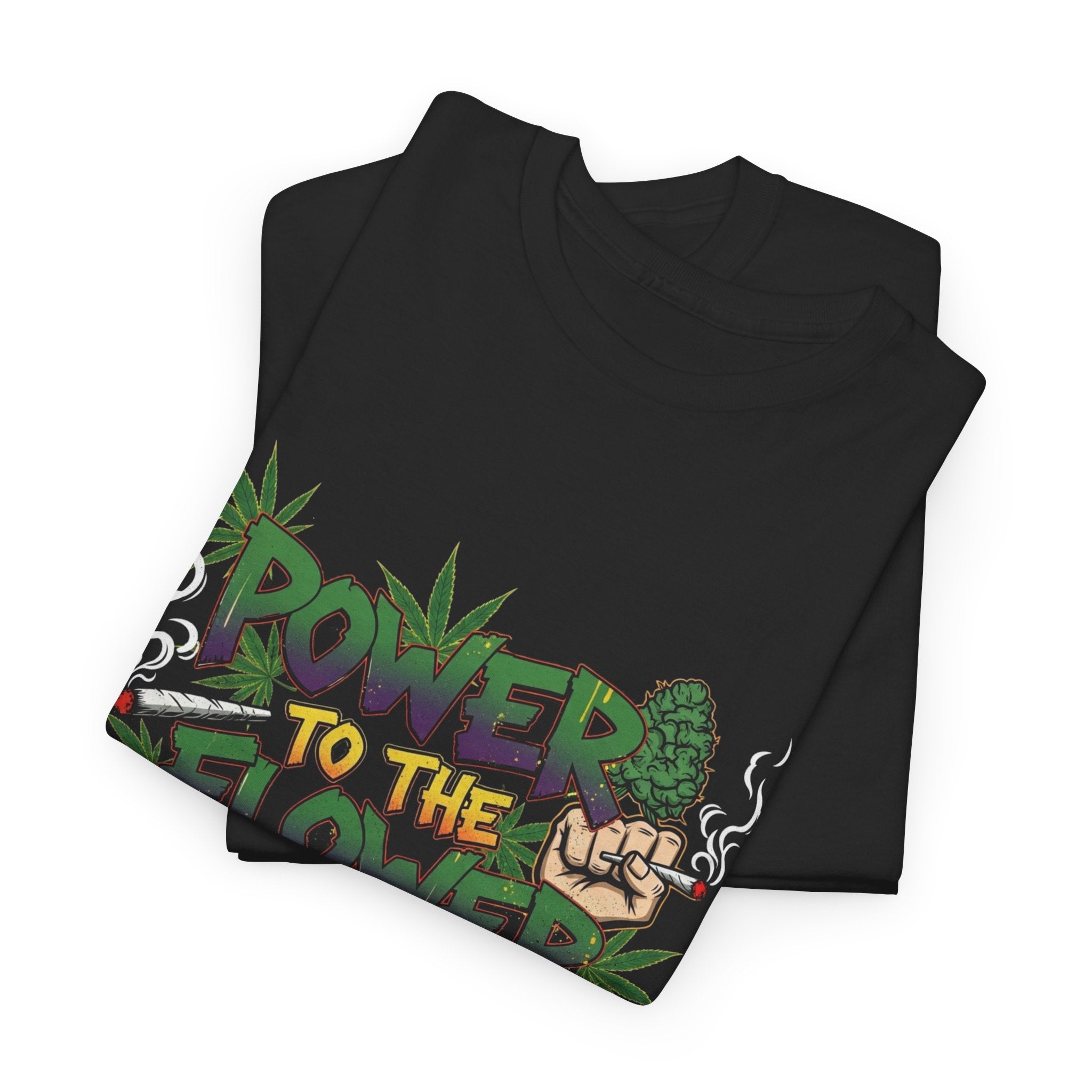 Power to the Flowers Tee | Stoner Conspiracy- Retro Graffiti 420 Leaf