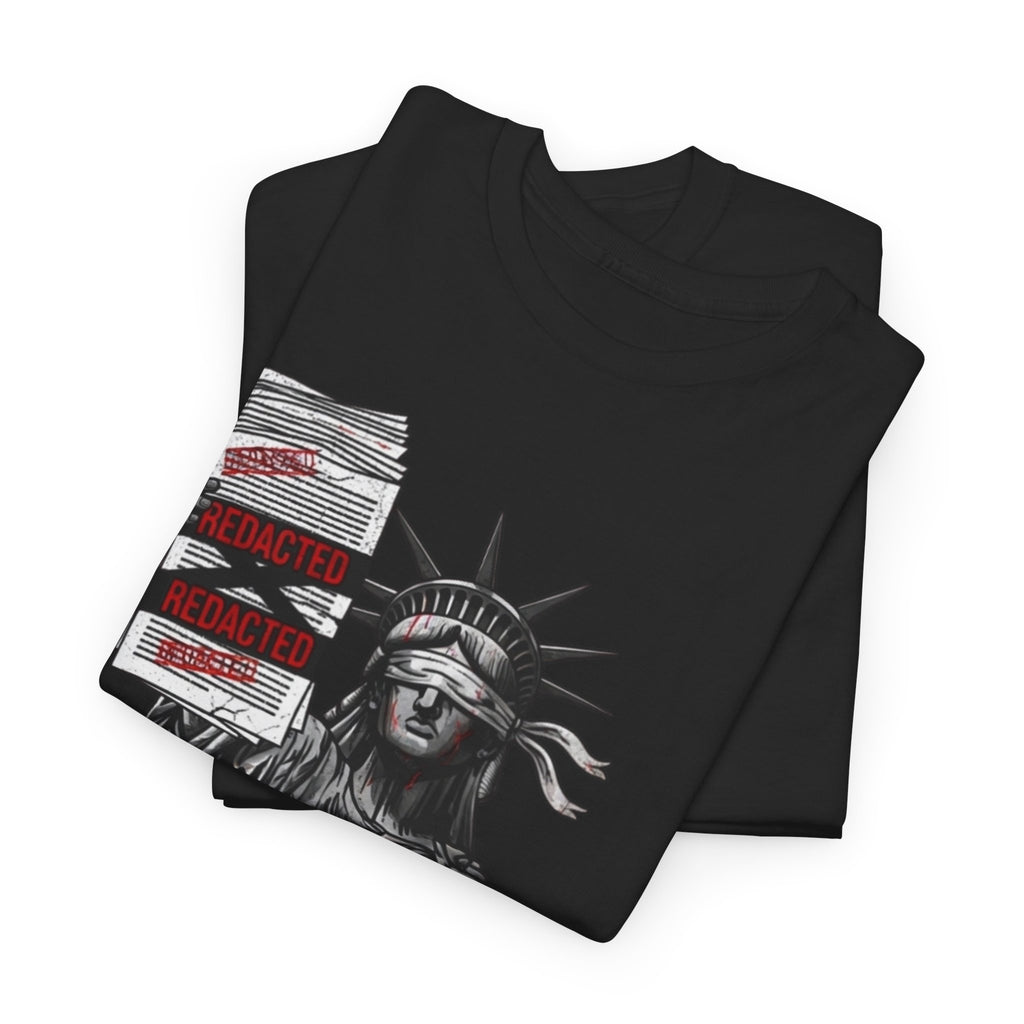 Statue of Liberty 'TRANSPARENCY' T-Shirt | Distressed, Redacted Political Graphic Tee