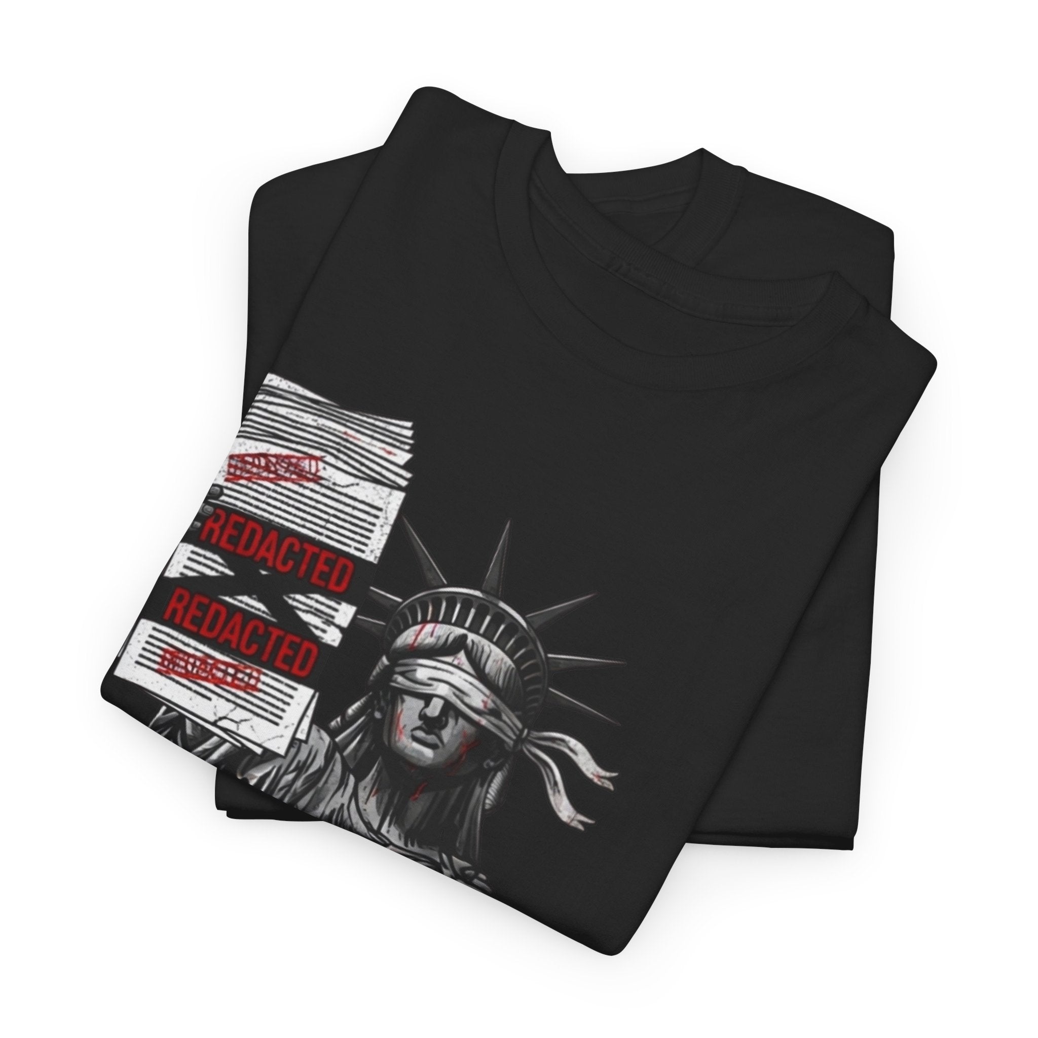 Statue of Liberty 'TRANSPARENCY' T-Shirt | Distressed, Redacted Political Graphic Tee