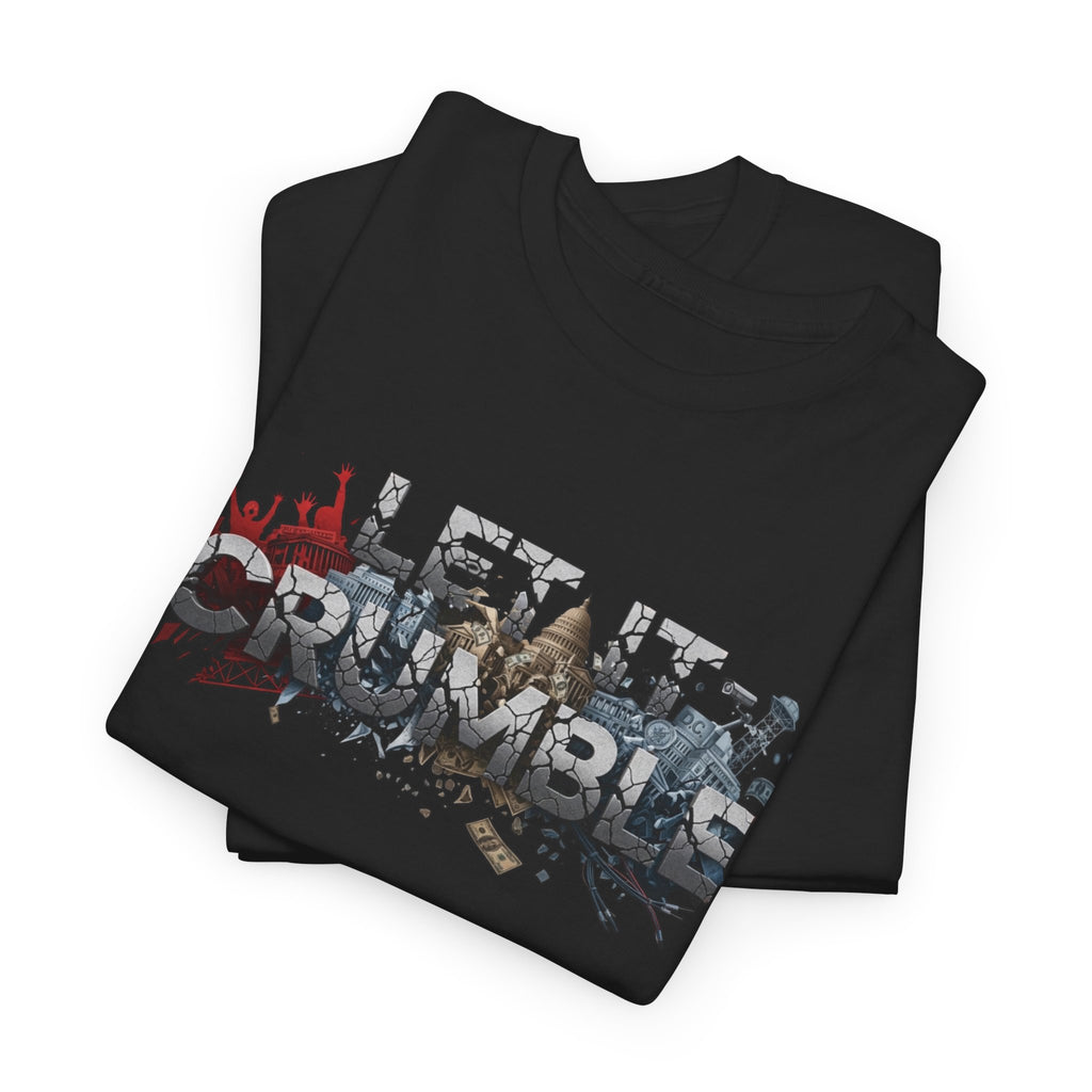 Crumble Text Grunge Broken Lettering Tee | Rust Orange Protest Conspiracy