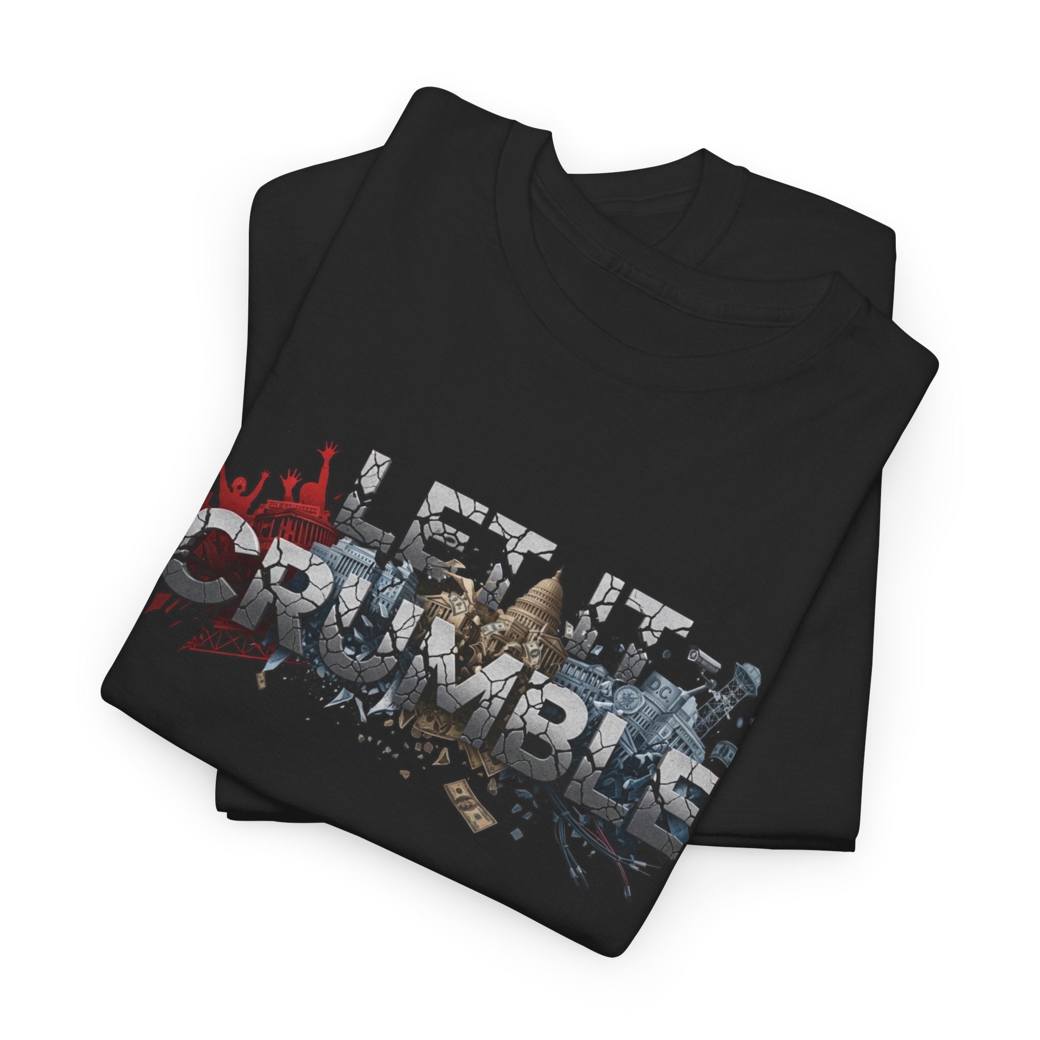 Crumble Text Grunge Broken Lettering Tee | Rust Orange Protest Conspiracy