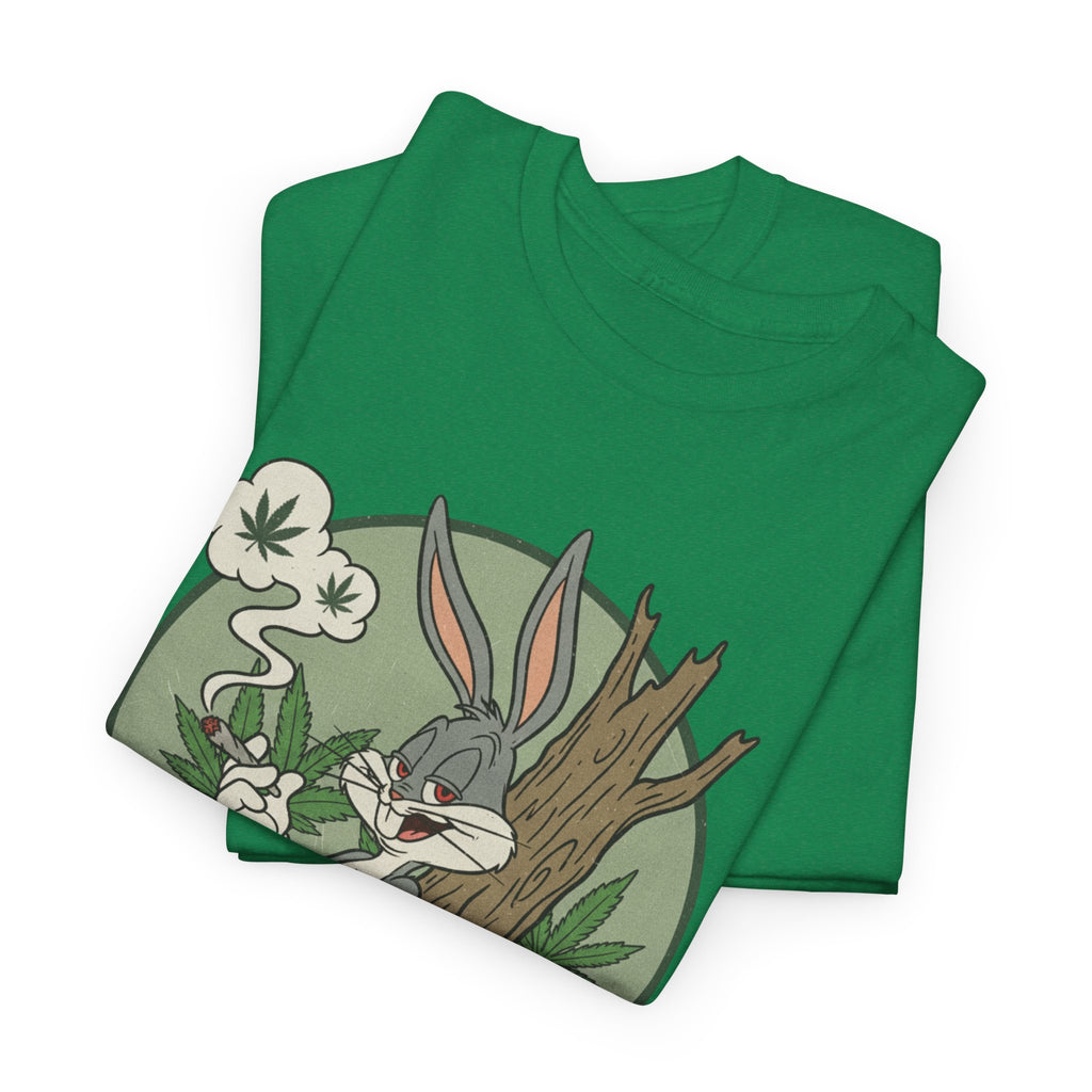Smirking Stoner Bunny What's Up Doc You Holding? T-Shirt | 80s Cartoon Nostalgia