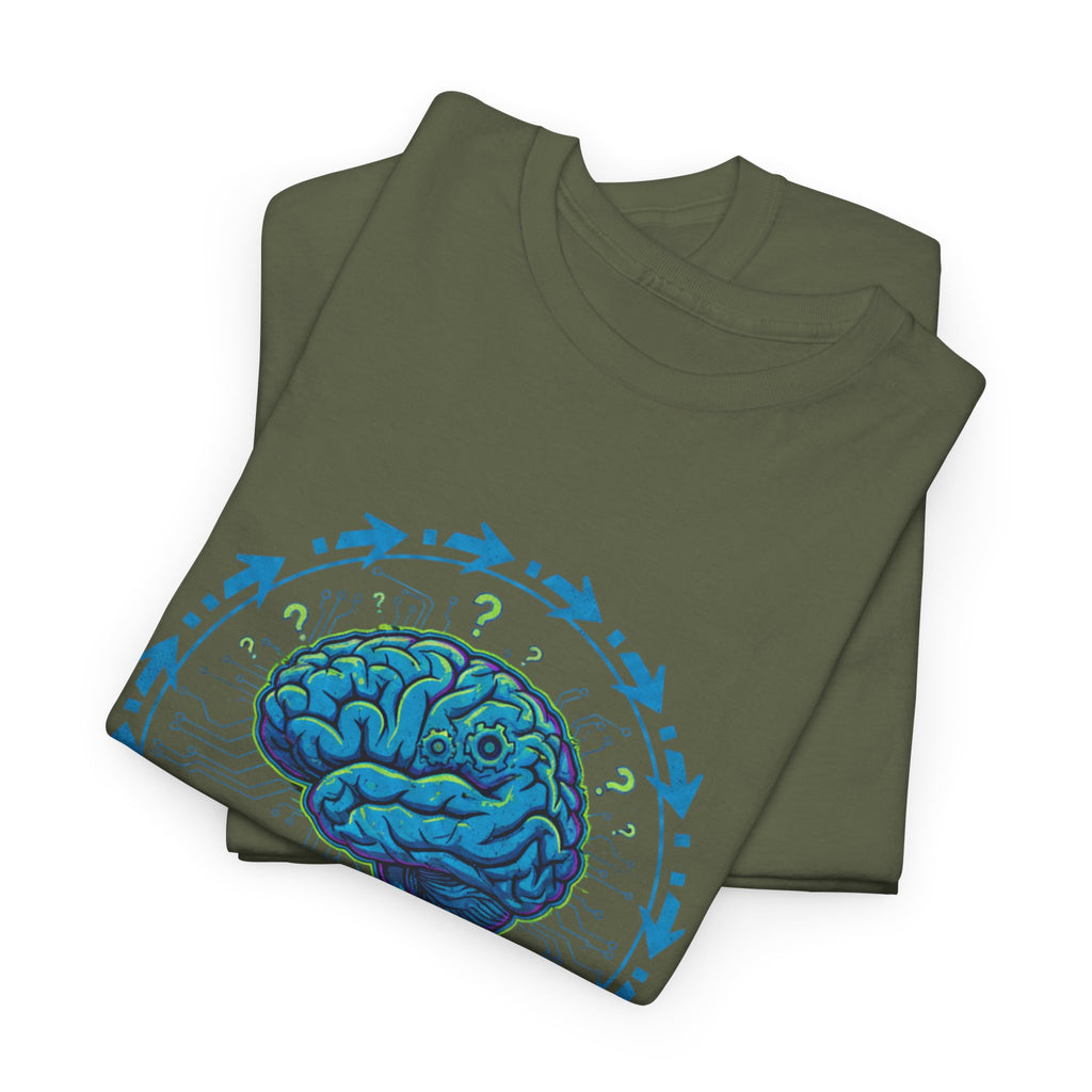 I Think Therefore I Question brain graphic Tee | Critical Thinking Shirt