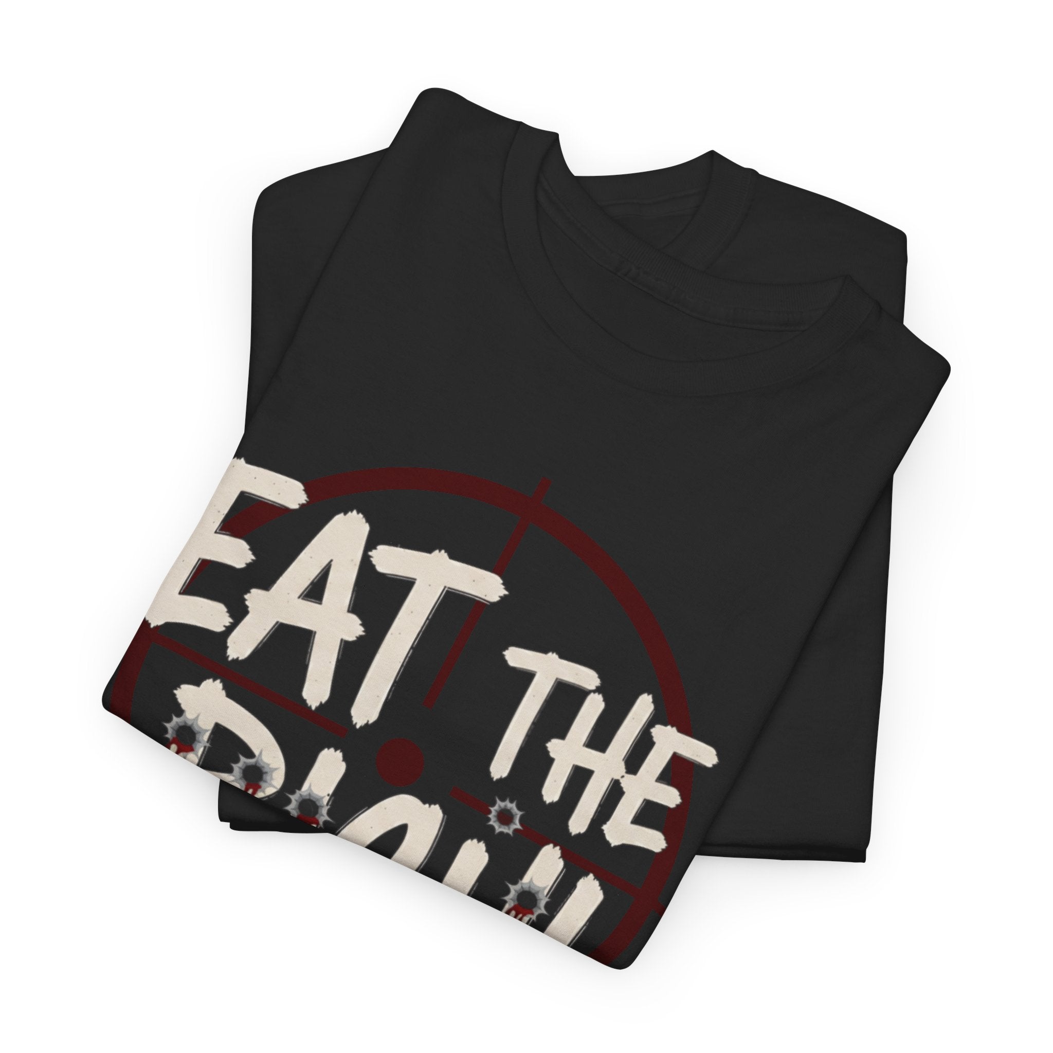 Eat The Rich punk slogan tee | distressed graffiti design, conspiracy