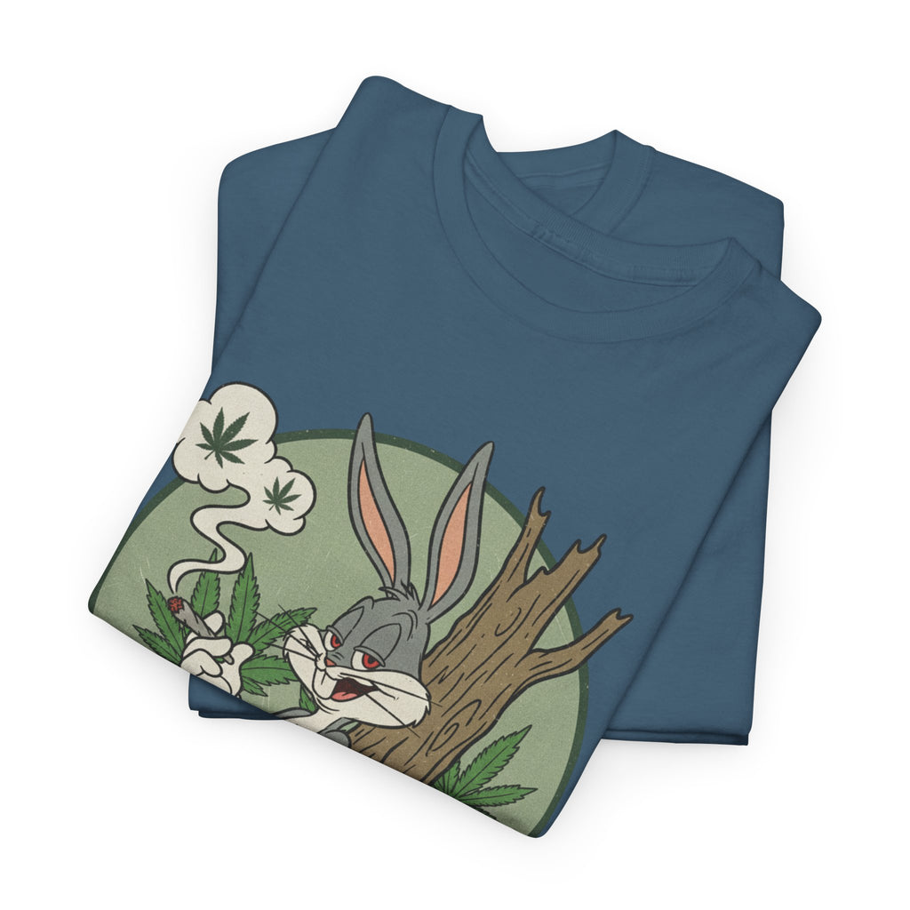 Smirking Stoner Bunny What's Up Doc You Holding? T-Shirt | 80s Cartoon Nostalgia