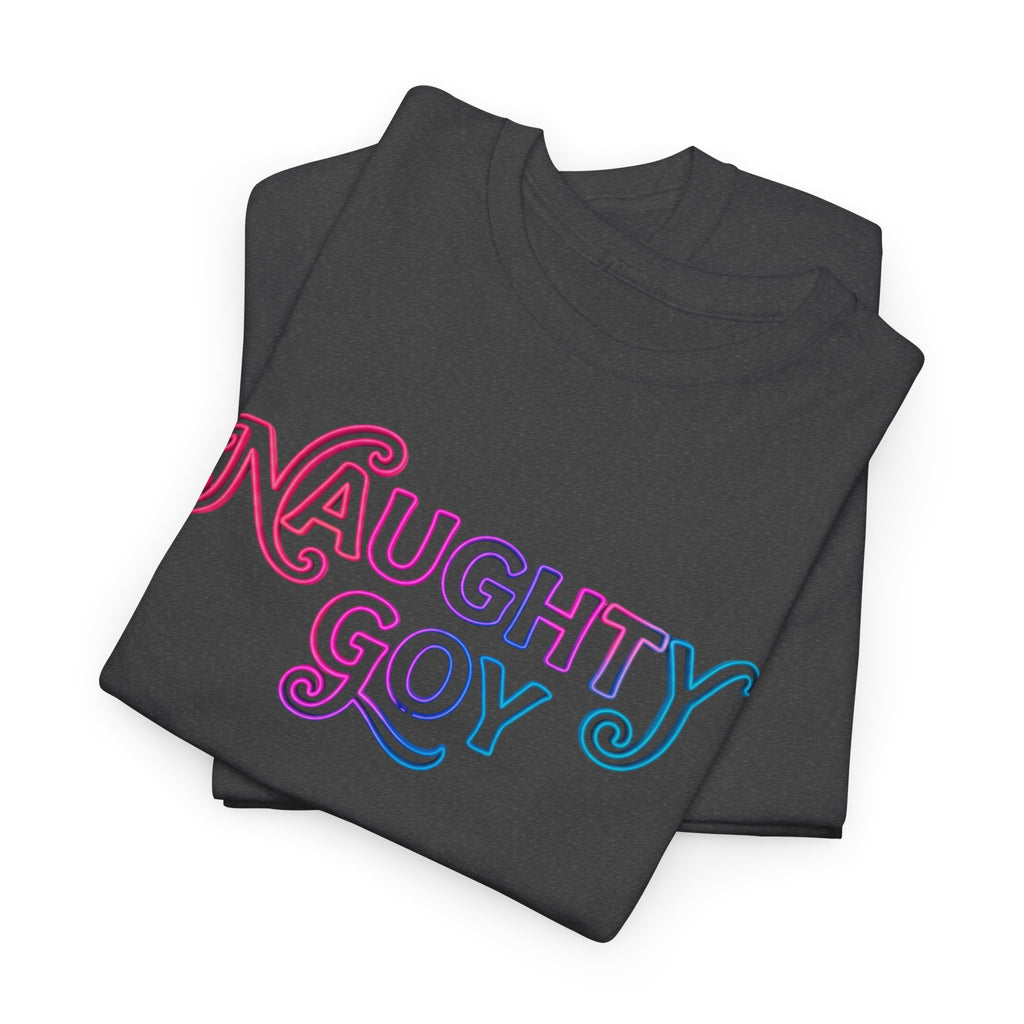Naughty Goy Retro Script T-Shirt — Funny Goyim Vintage Typography Tee
