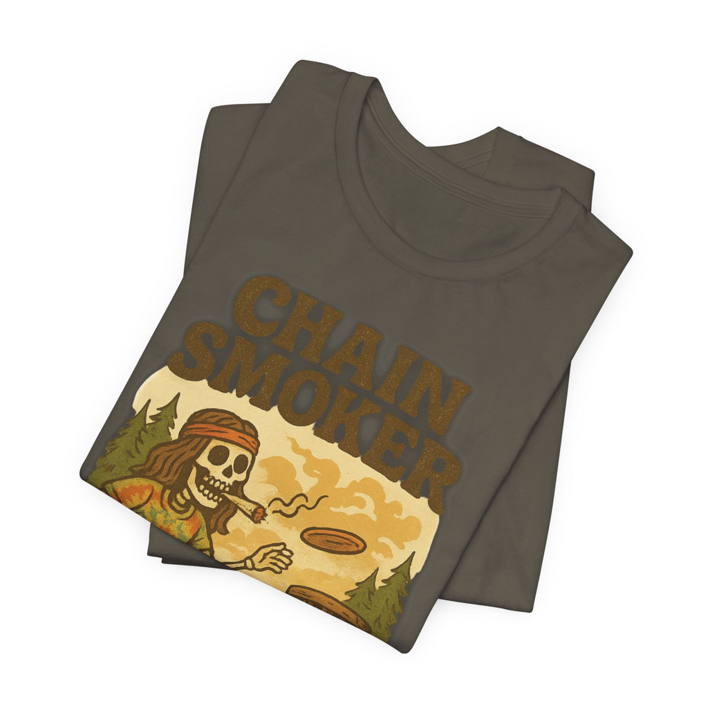 Chain Smoker Graphic Tee, Funny Tee, Short Sleeve Shirt, Outdoor stoner Apparel, Gift for Smokers, Summer Vibes, Disc golf, Frolph 420 weed