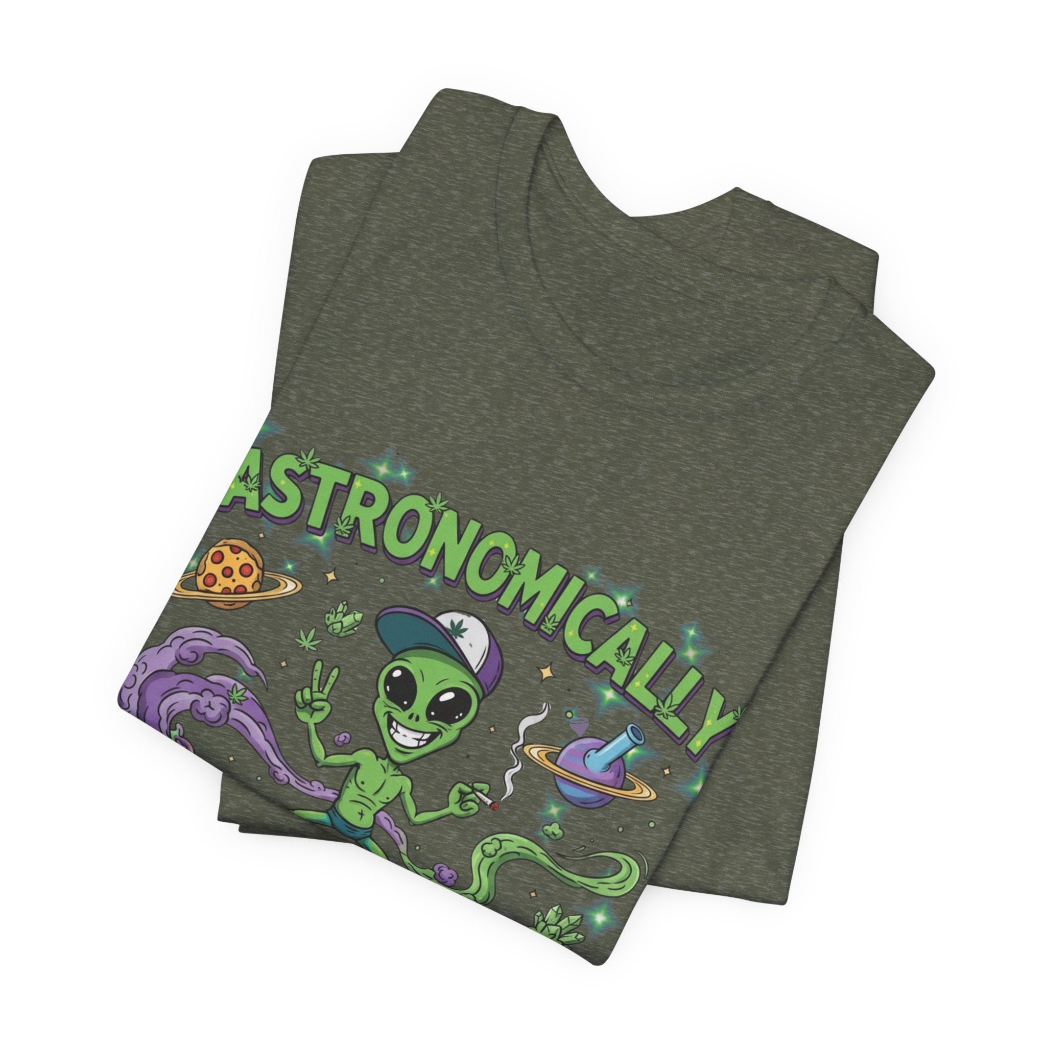 Astronomically Baked Alien Stoner Tee, Funny Graphic Tee, Unisex T-Shirt, Quirky Gift for Space Lovers, Birthday Gift Idea, 420 Weed Lover