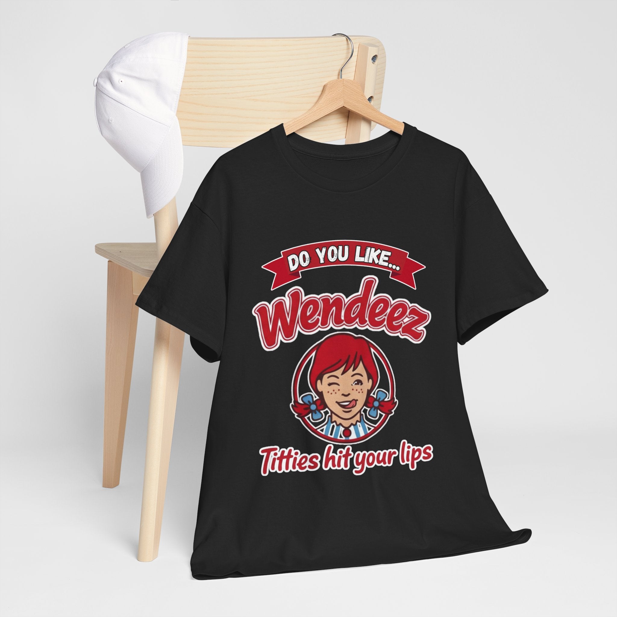 "Do You Like Wendeez Titties Hit Your Lips"- Funny, Parody Retro Logo Tee