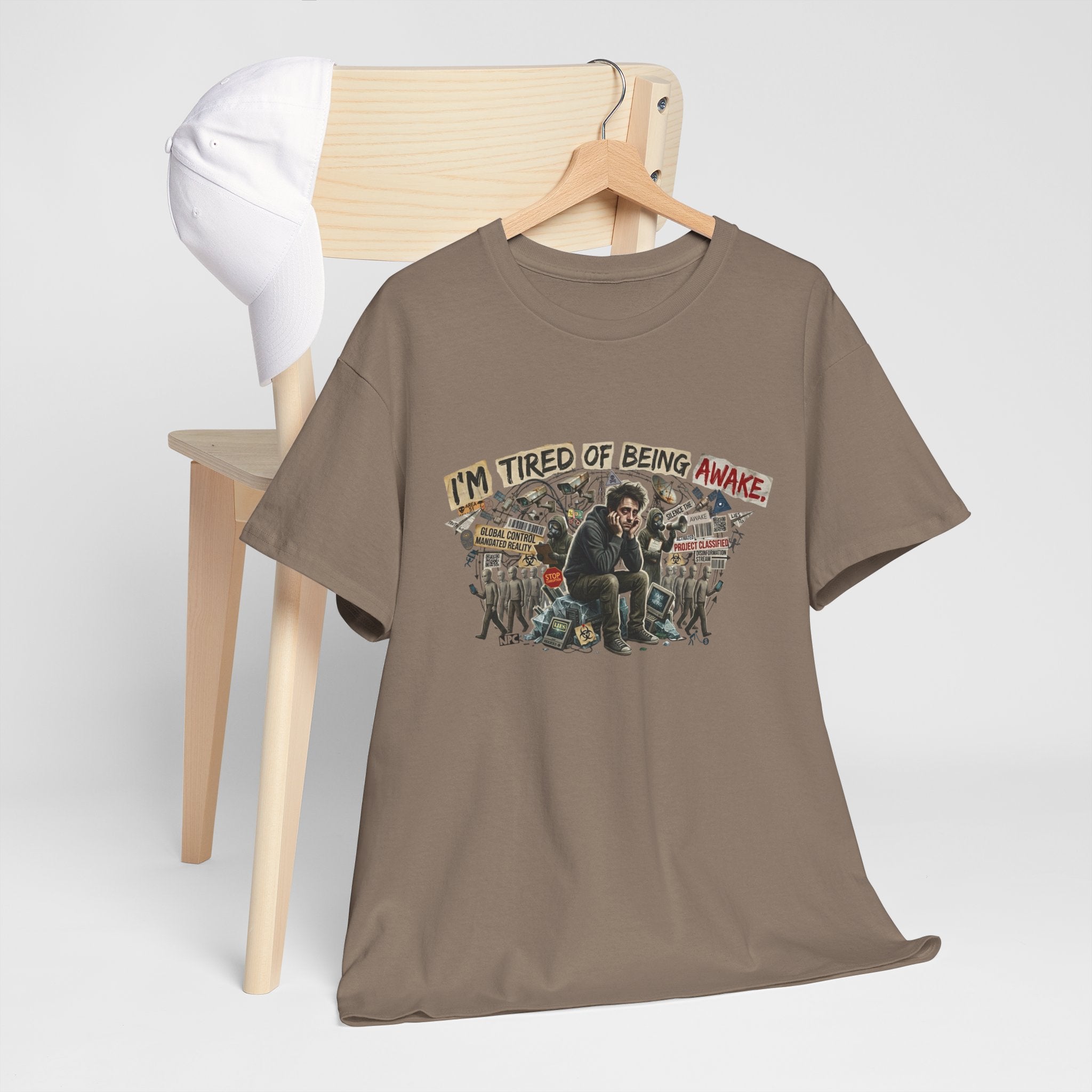 “I’m Tired of Being Awake” Graphic Tee — Conspiracy / Non-NPC Statement Shirt