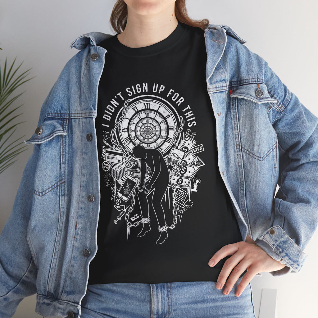 I Didnt Sign Up For This T Shirt Surreal Burnout Drowning Figure Existential Graphic Tee