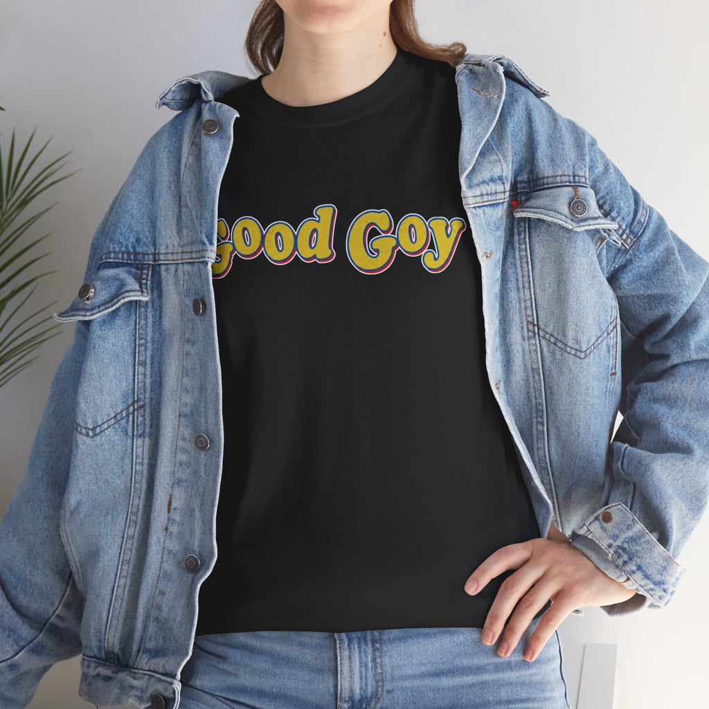 Good Goy retro yellow bubble text Tee | Nostalgic vintage graphic
