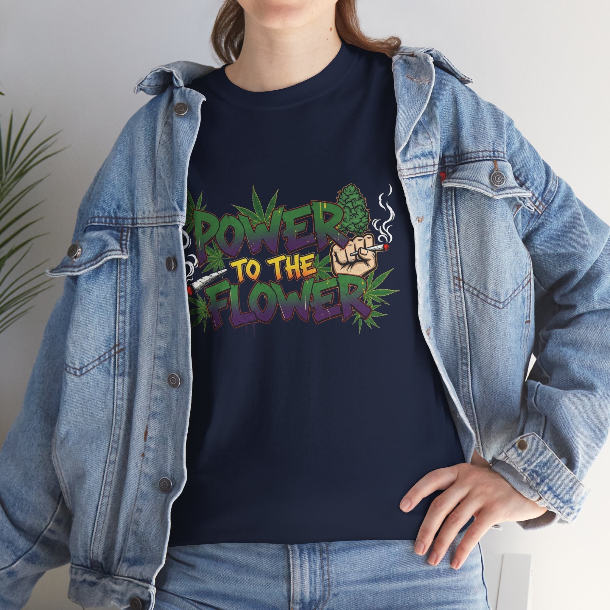 Power to the Flowers Tee | Stoner Conspiracy- Retro Graffiti 420 Leaf