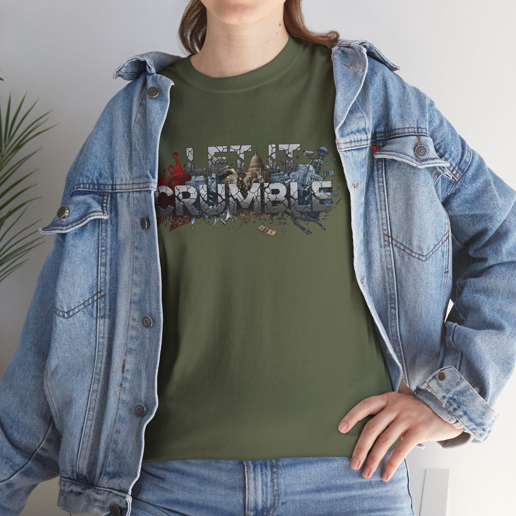 Crumble Text Grunge Broken Lettering Tee | Rust Orange Protest Conspiracy