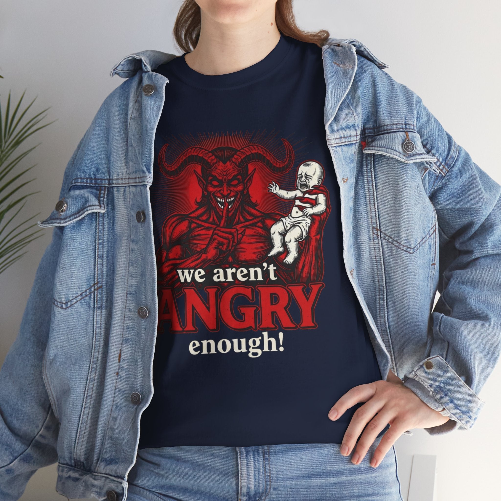 We Aren't Angry Enough Demon Illustration T-Shirt | Horror Graphic Tee, Epstein Files