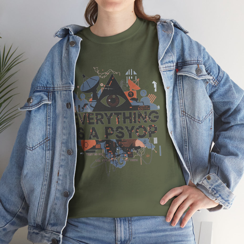 Everything Is a Psyop T-Shirt | Conspiracy Eye Graphic Tee, Abstract Collage