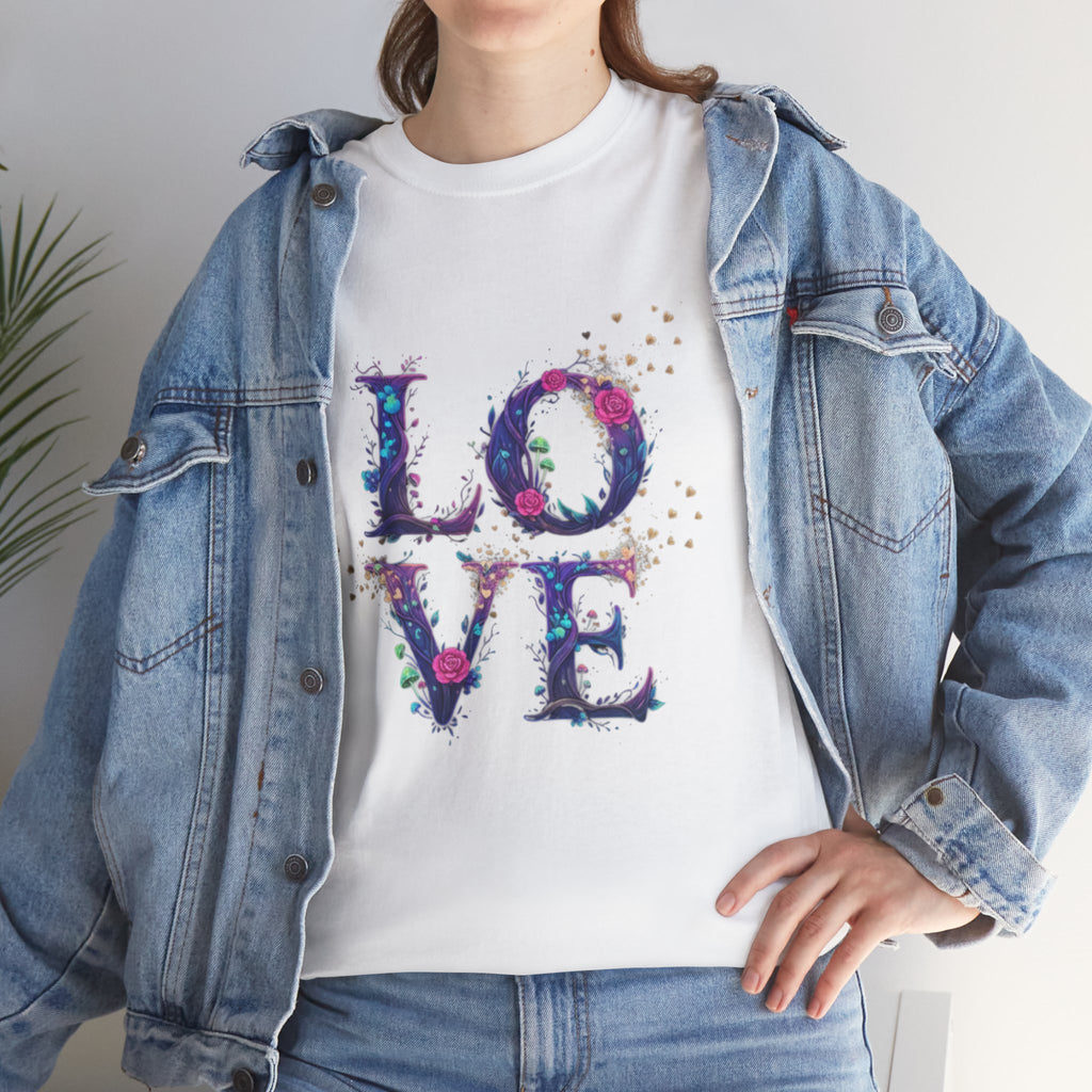 Watercolor Galaxy LOVE T-Shirt | Typographic Love Floral Splash, Valentine's day Tee