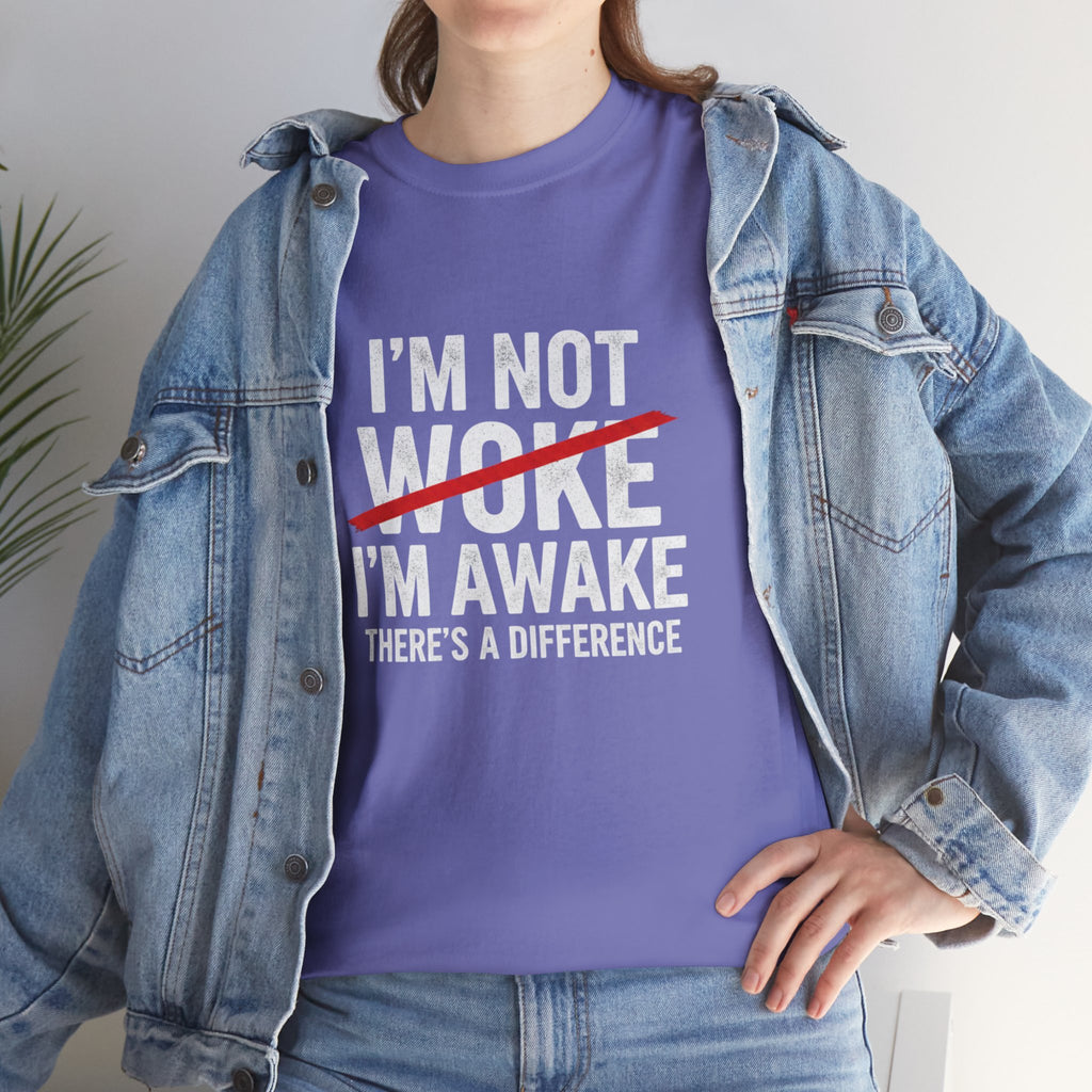 I'm not Woke, I'm Awake T Shirt, Question the narrative graphic Tee, Free Thinker Statement Shirt