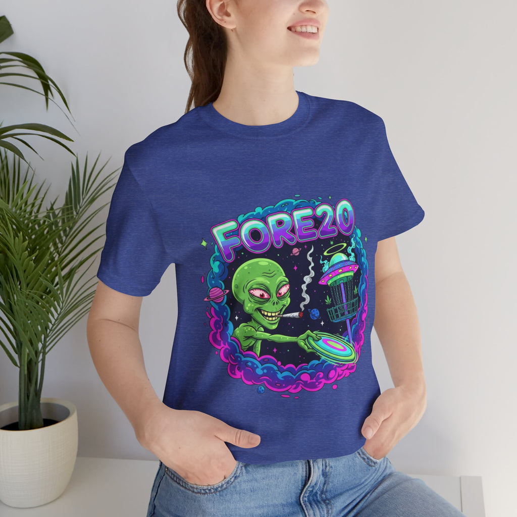 Stoner Alien Disc Golf Tee, UFO T-Shirt, Fun Casual Wear, Gift for Space Lovers, Sci-Fi Fan Apparel, Dunny 420 Frolph Shirt