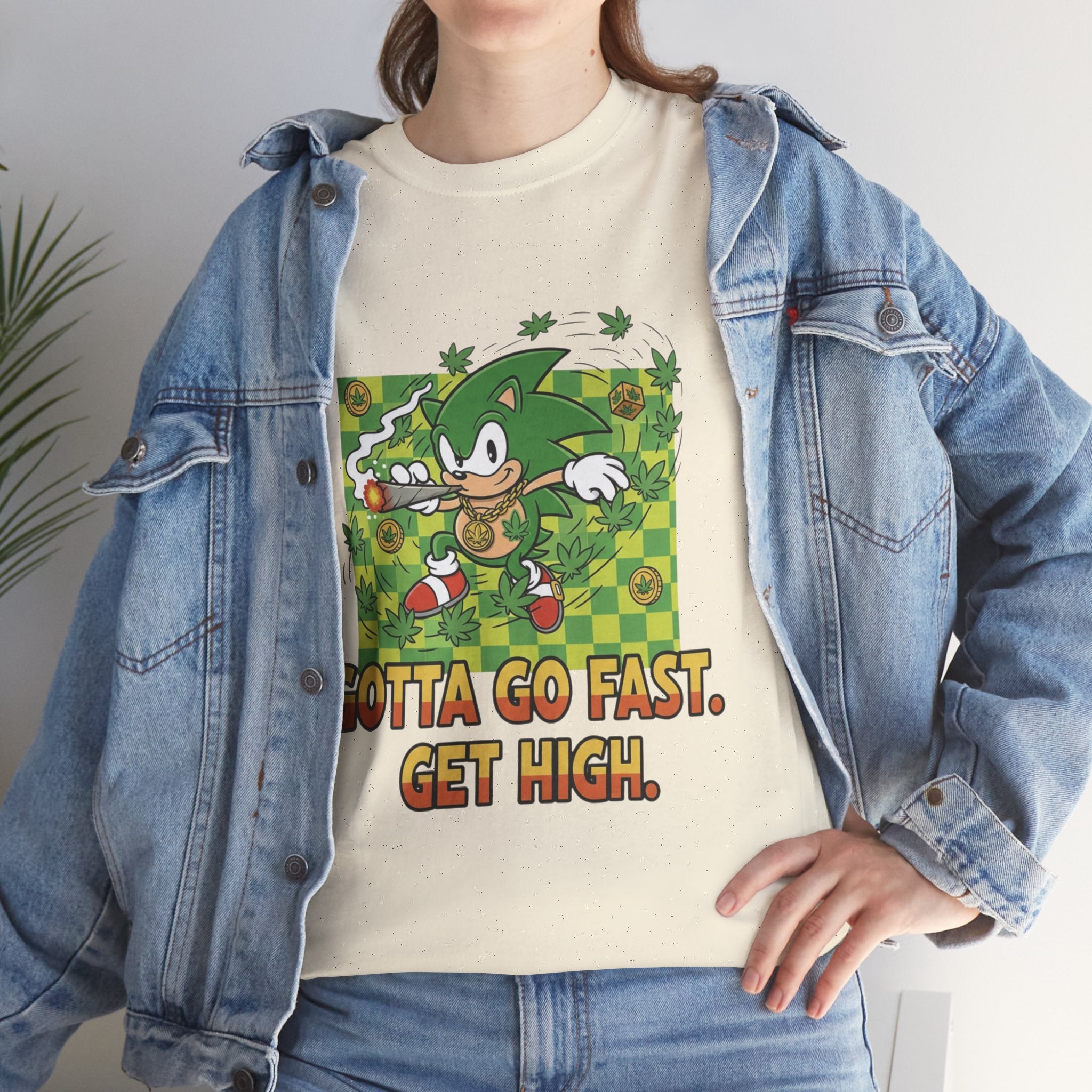 Chronic the Hedgehog Gotta Go Fast Get High Tee | Cartoon Hedgehog Stoner Graphic