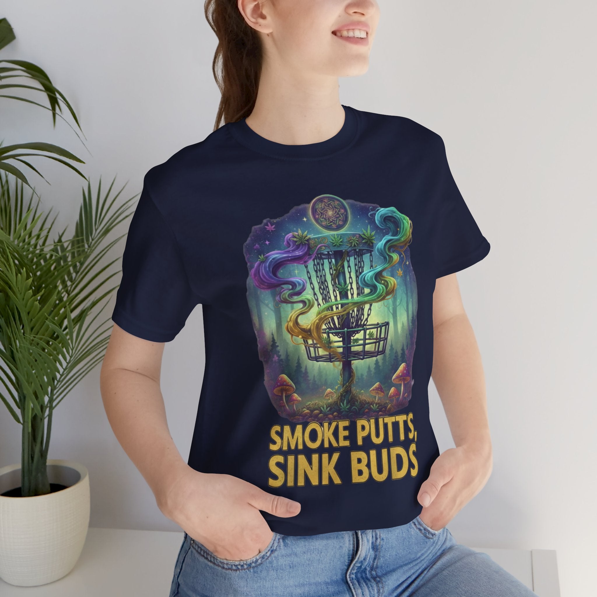Smoke Putts Disc Golf T-Shirt, Stoner 420 Graphic Tee, Unisex Jersey Short Sleeve Tee for Smokers, , Gift for Stoners, Weed Frolph,