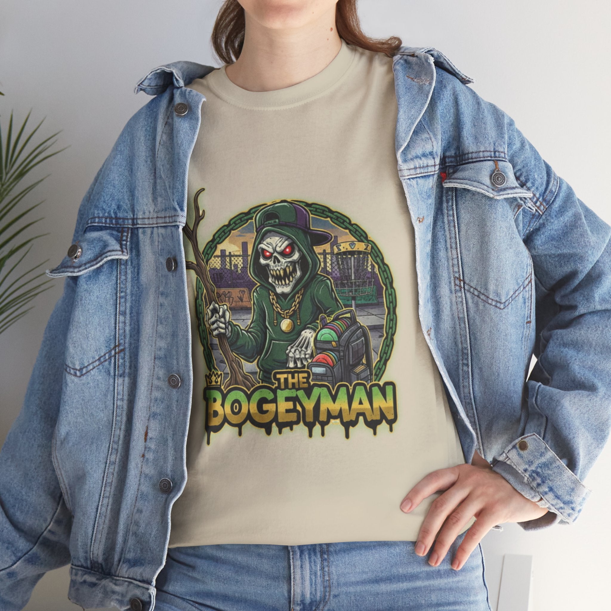 Bogeyman Disc Golf Tee. Unisex Heavy Cotton Tee, Horror T-Shirt, Halloween Costume, Spooky Gift, Graphic Tee for Ghost Lovers, Frolph
