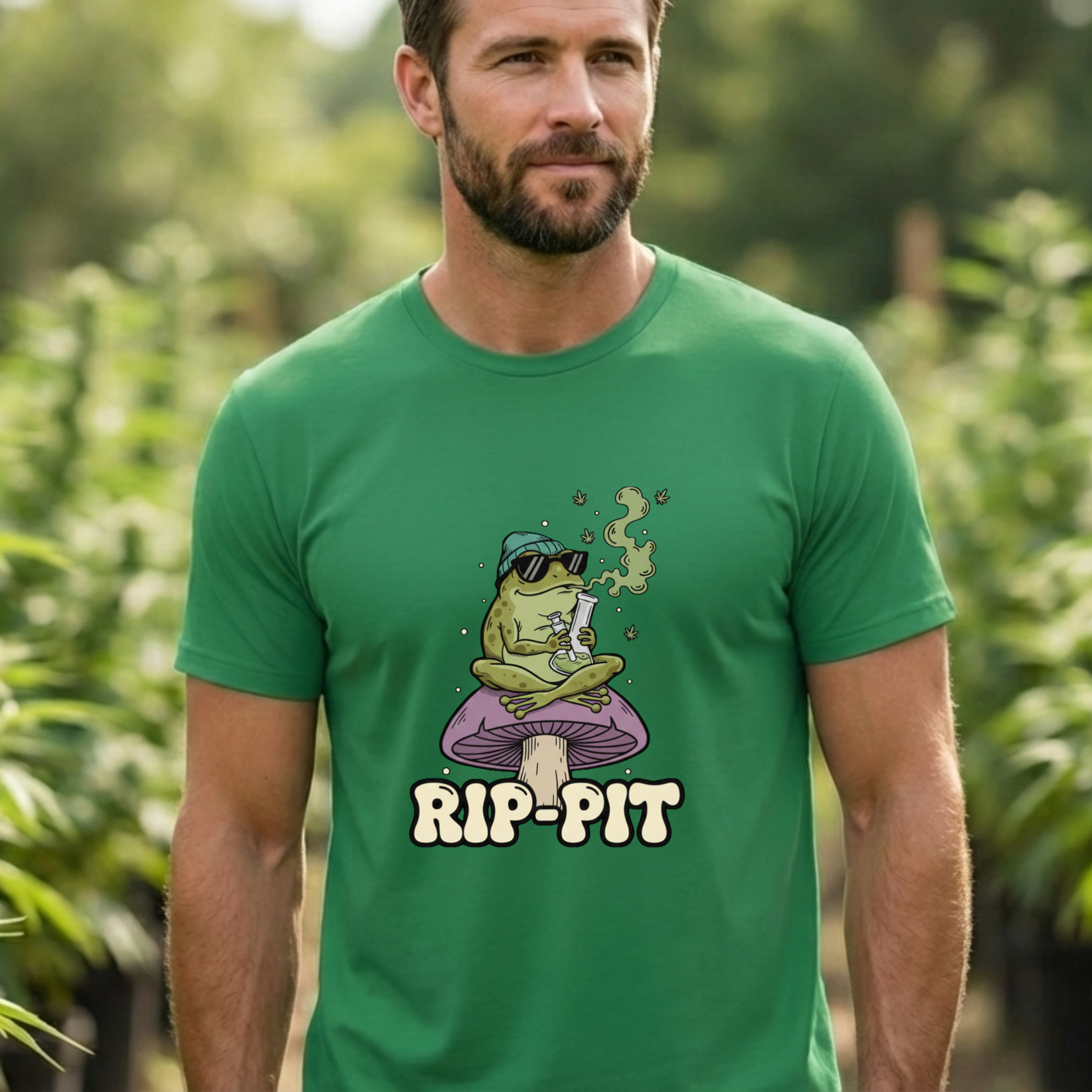 RIP-PIT Frog Smoking Pipe Tee | Chill Cartoon Graphic T-Shirt