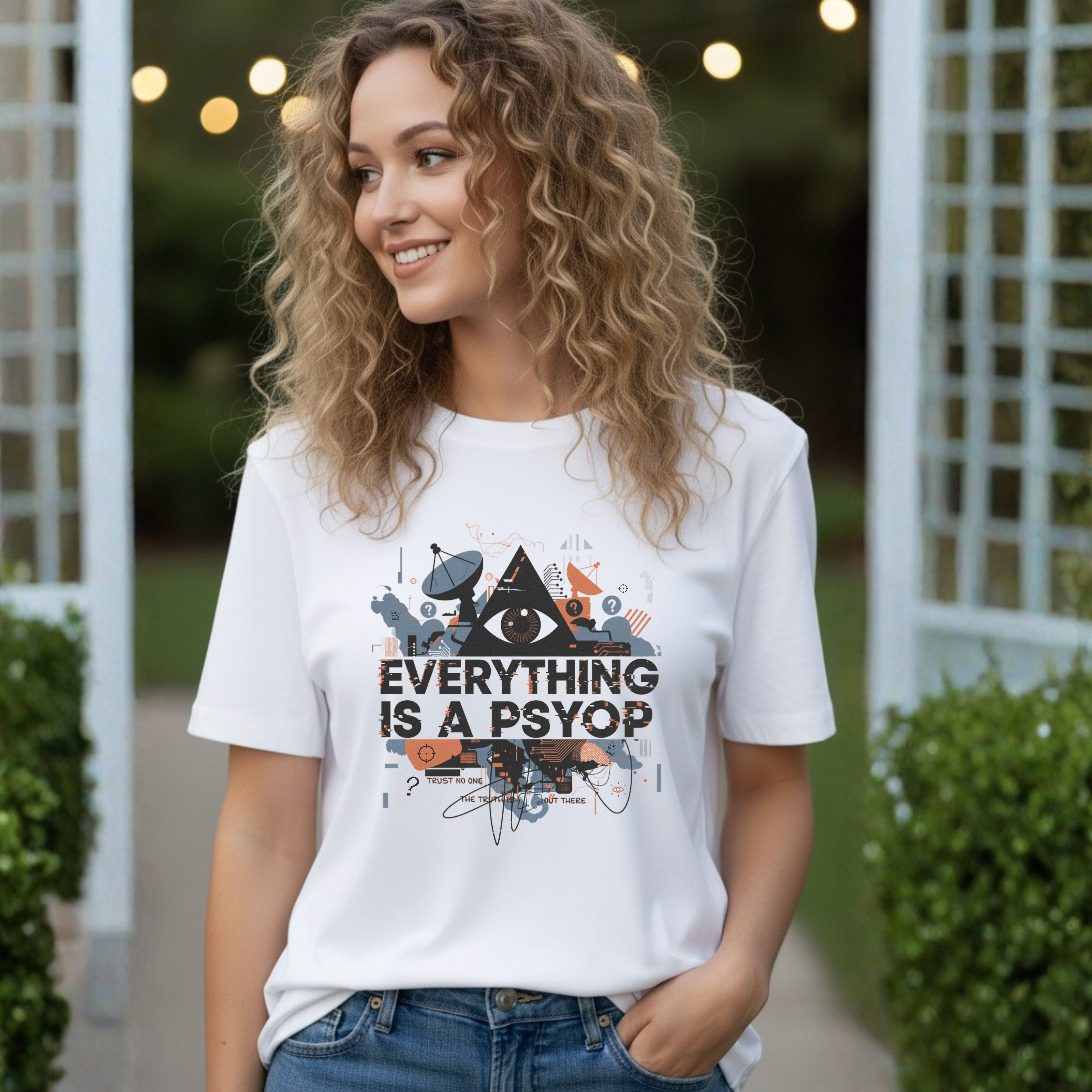Everything Is a Psyop T-Shirt | Conspiracy Eye Graphic Tee, Abstract Collage
