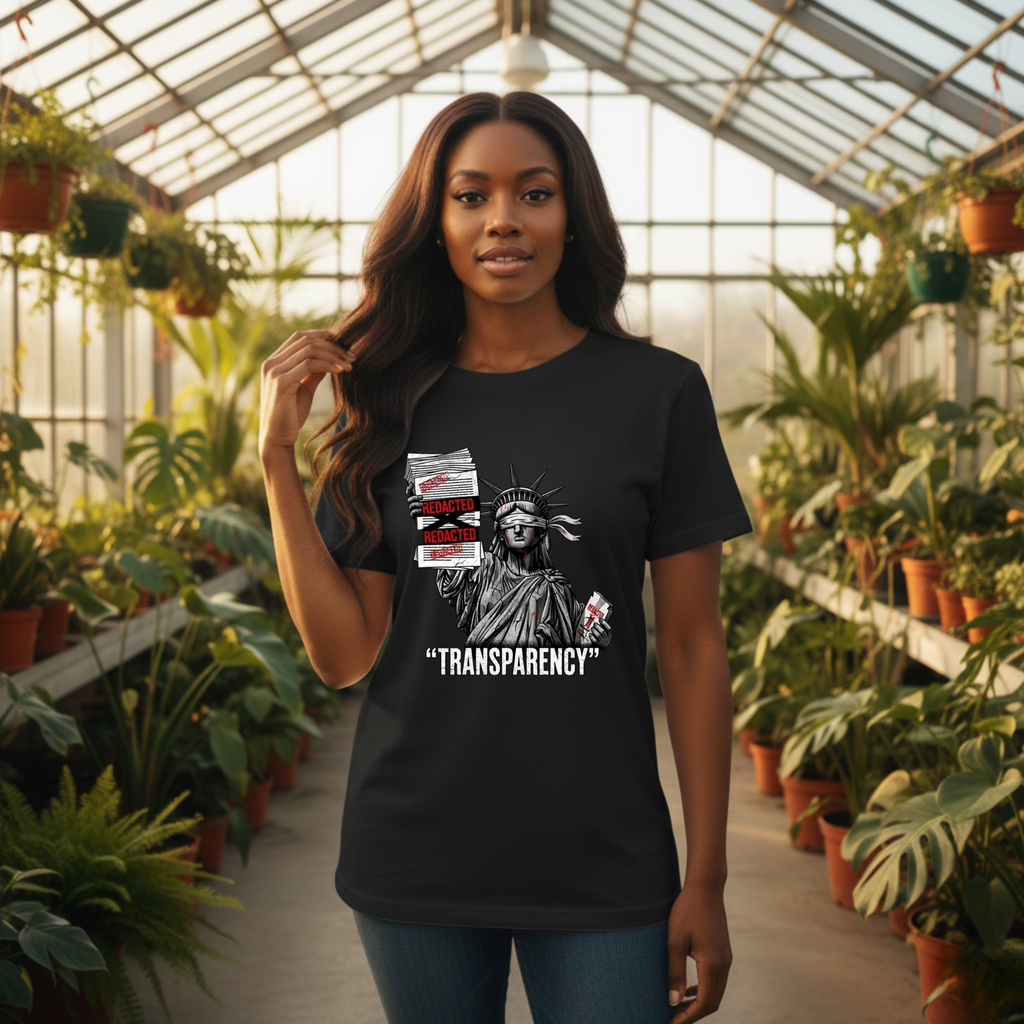 Statue of Liberty 'TRANSPARENCY' T-Shirt | Distressed, Redacted Political Graphic Tee
