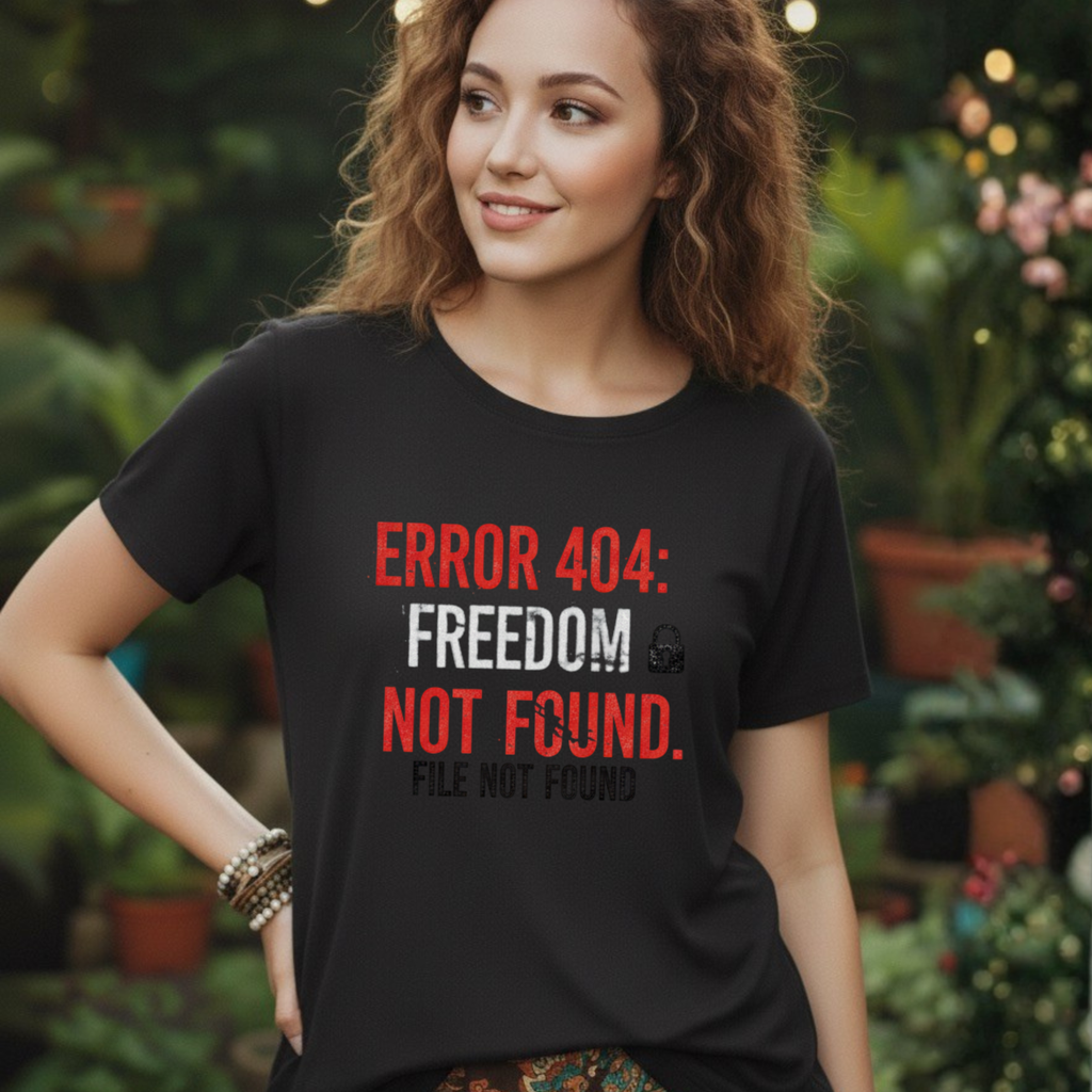 ERROR 404 Freedom Not Found T-Shirt | Funny Tech Parody Tee