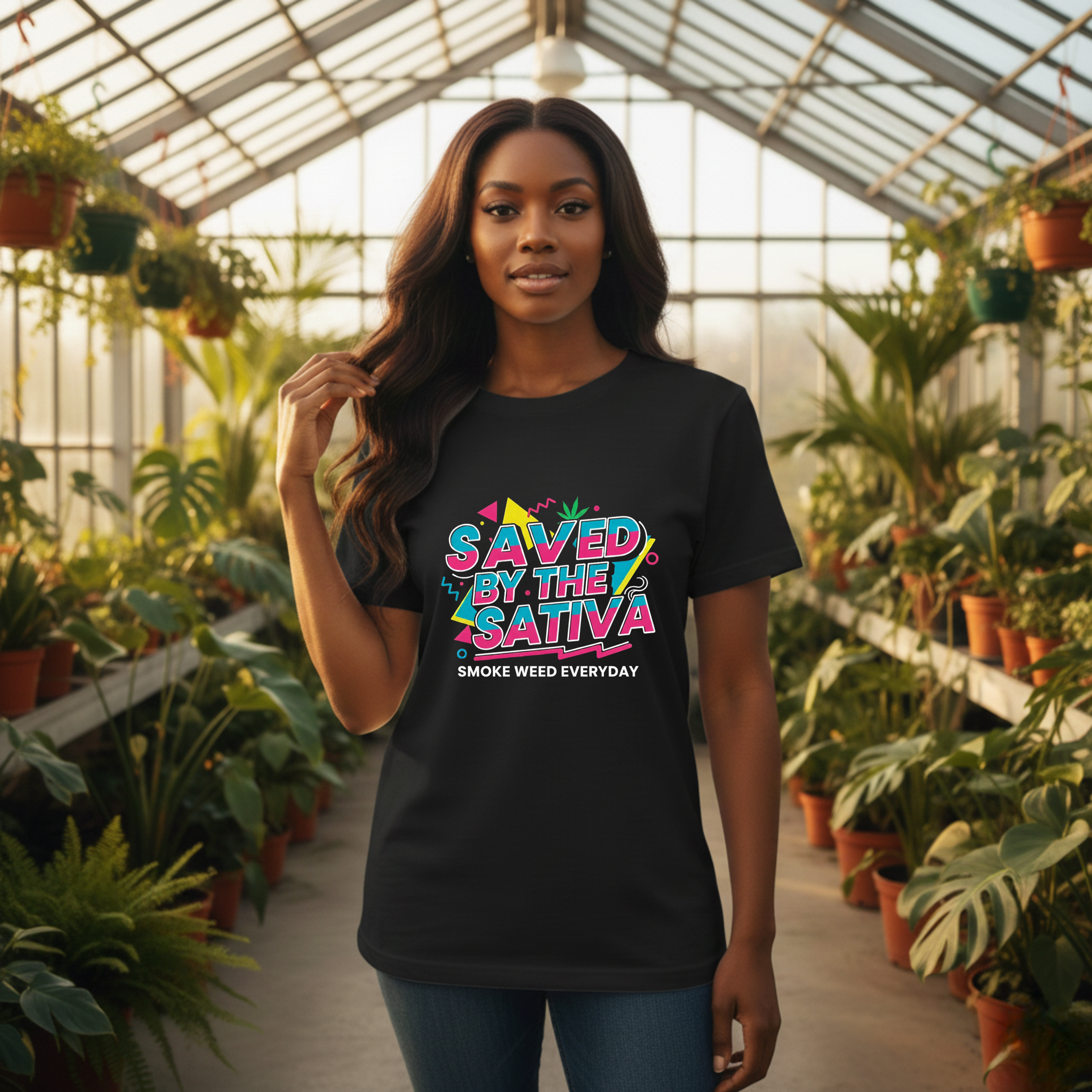 Saved by the Sativa Retro 90s Graphic Tee