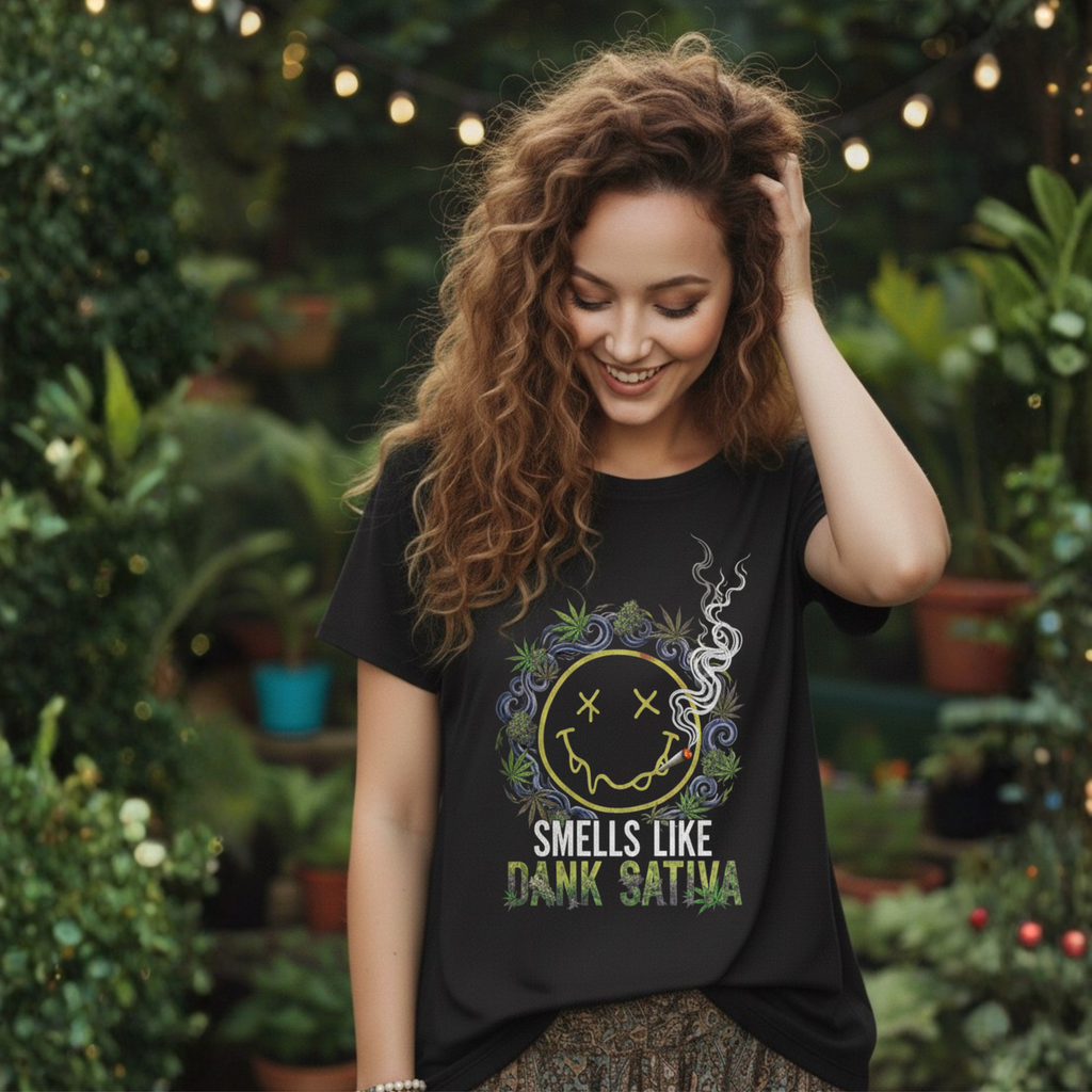 Retro Grunge Smiley 420 Tee | Stoner Humor T-Shirt