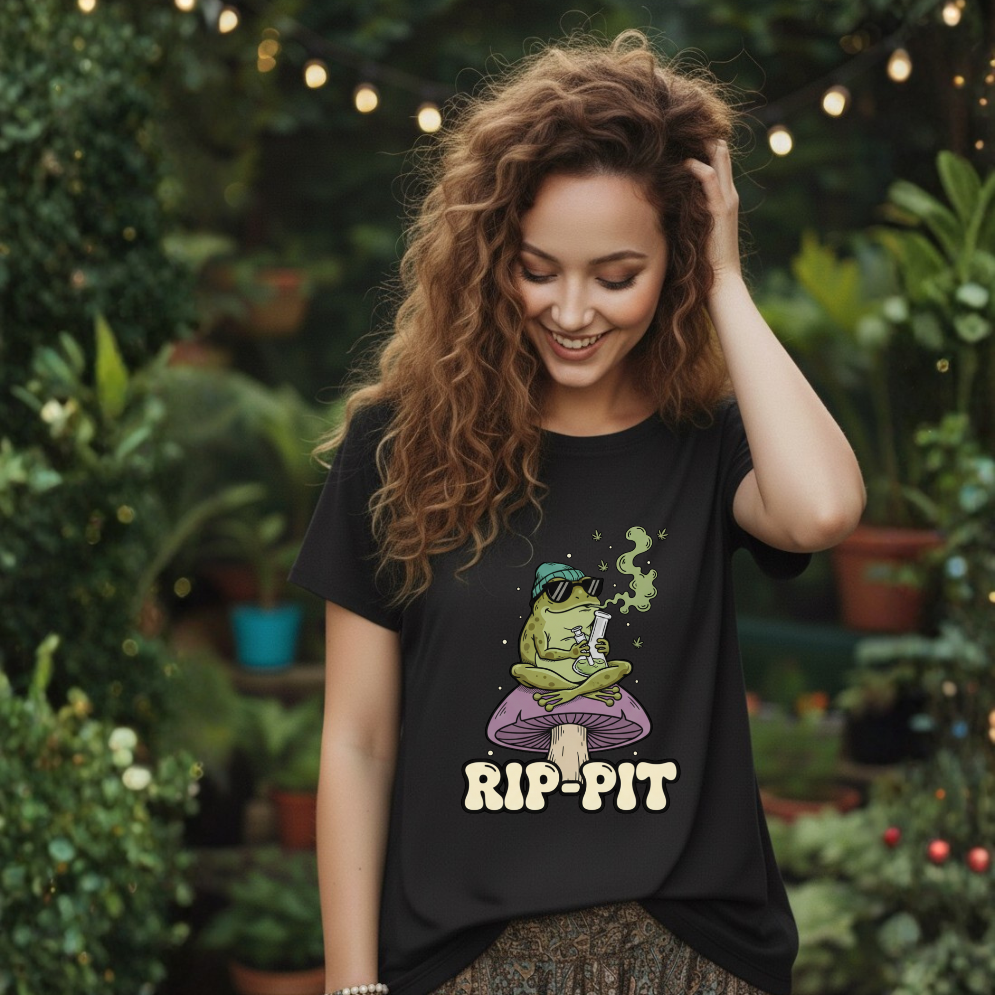 RIP-PIT Frog Smoking Pipe Tee | Chill Cartoon Graphic T-Shirt