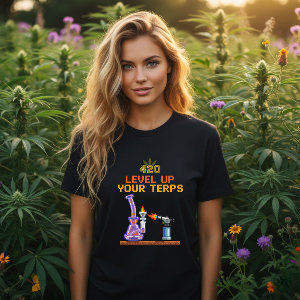 420 Level Up Your Terps Dab Rig Tee | 8-Bit Stoner Gamer Nostalgia