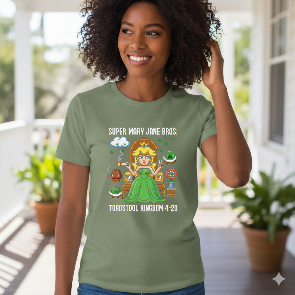 Super Mary Jane Bros Princess Mushroom Tee | Toadstool Kingdom 4-20 Nostalgic Gamer Shirt
