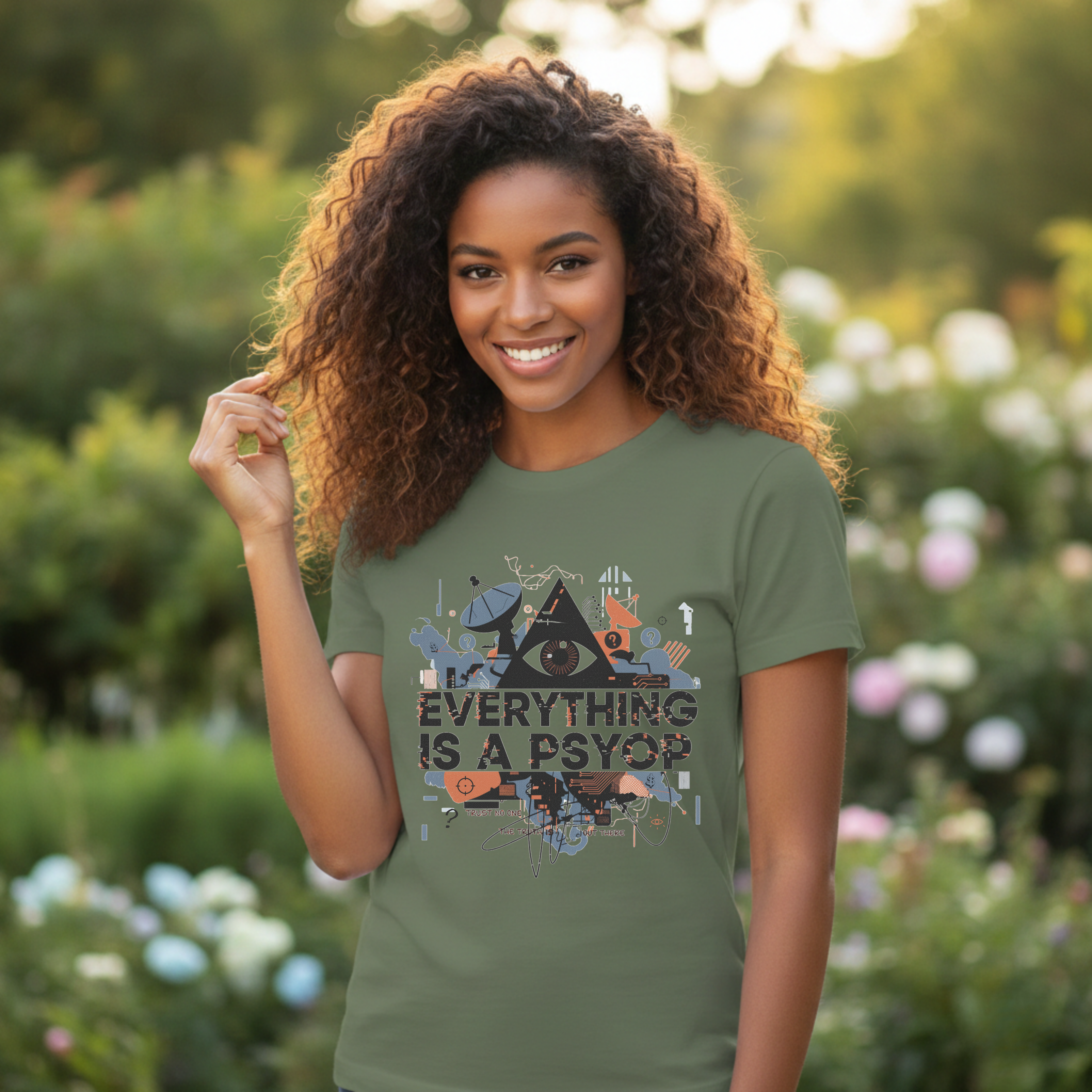 Everything Is a Psyop T-Shirt | Conspiracy Eye Graphic Tee, Abstract Collage