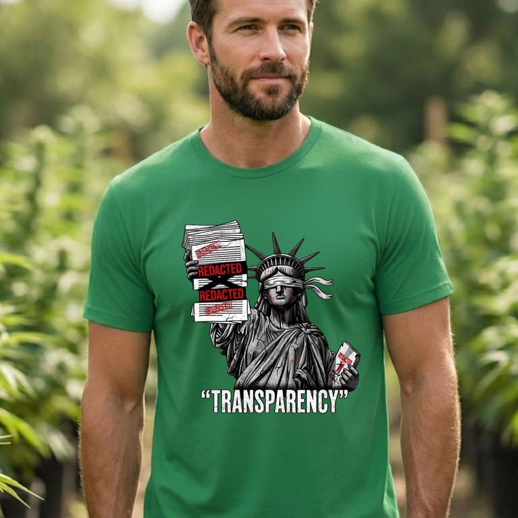 Statue of Liberty 'TRANSPARENCY' T-Shirt | Distressed, Redacted Political Graphic Tee