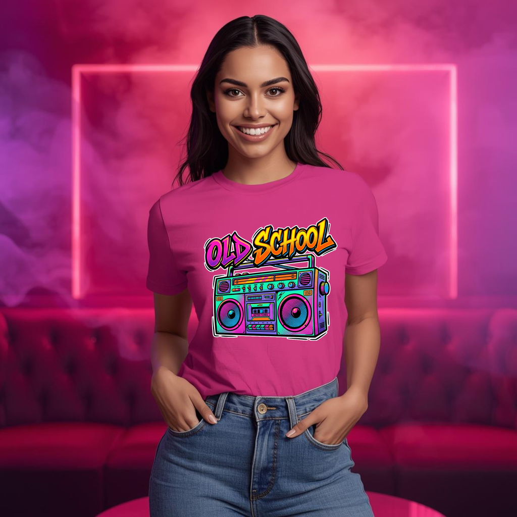 Old School Boombox Tee — Retro 80s Vintage Radio Graphic T-Shirt